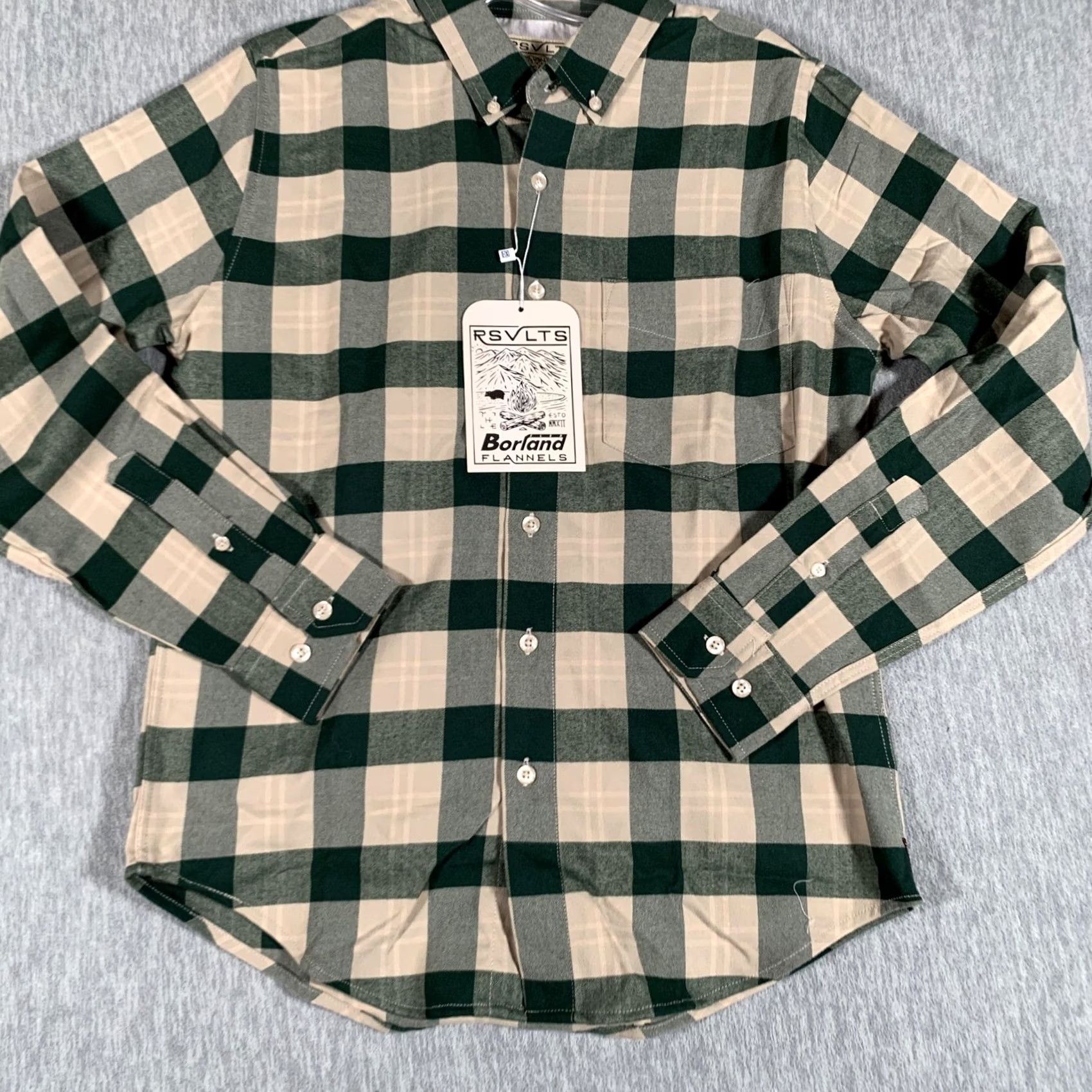 Vintage VINTAGE RSVLTS Borland Flannels Shirt Mens XS Green Tan Plaid Button Down Stretch Top Size US XS / EU 42 / 0 - 3 Thumbnail