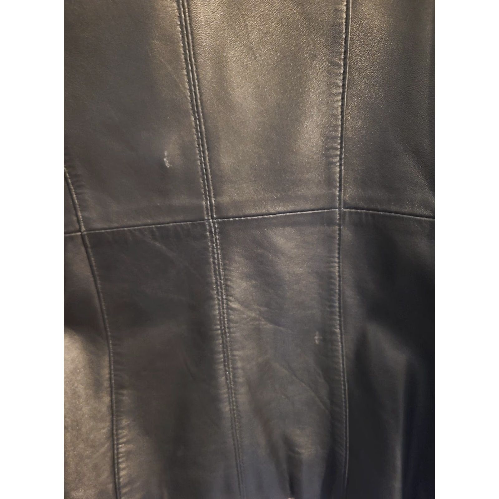 Vintage VINTAGE Wilda LAMBSKIN BLACK LEATHER COAT Jacket Plus Womens Large Zip Hooded Fur Trim Back Marked 90s Era style Size L / US 10 / IT 46 - 7 Thumbnail