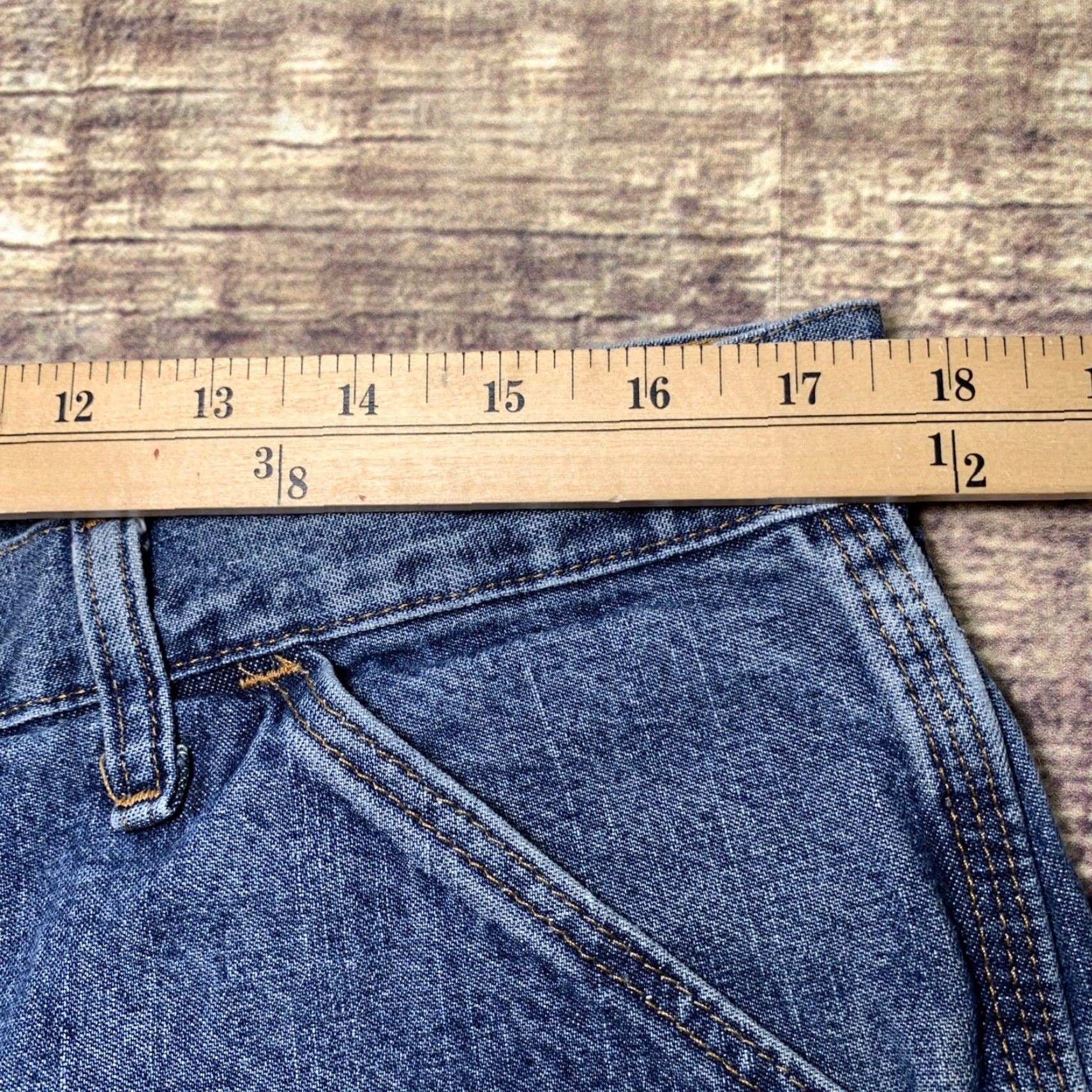 Denime Rustler Denim Jean Carpenter Shorts 100% Cotton Size 36 Work Cargo workwear Mens Shorts 80s 90s Blue Cotton Pockets Regular Inseam 10 Short Size US 44 / EU 60 - 4 Thumbnail