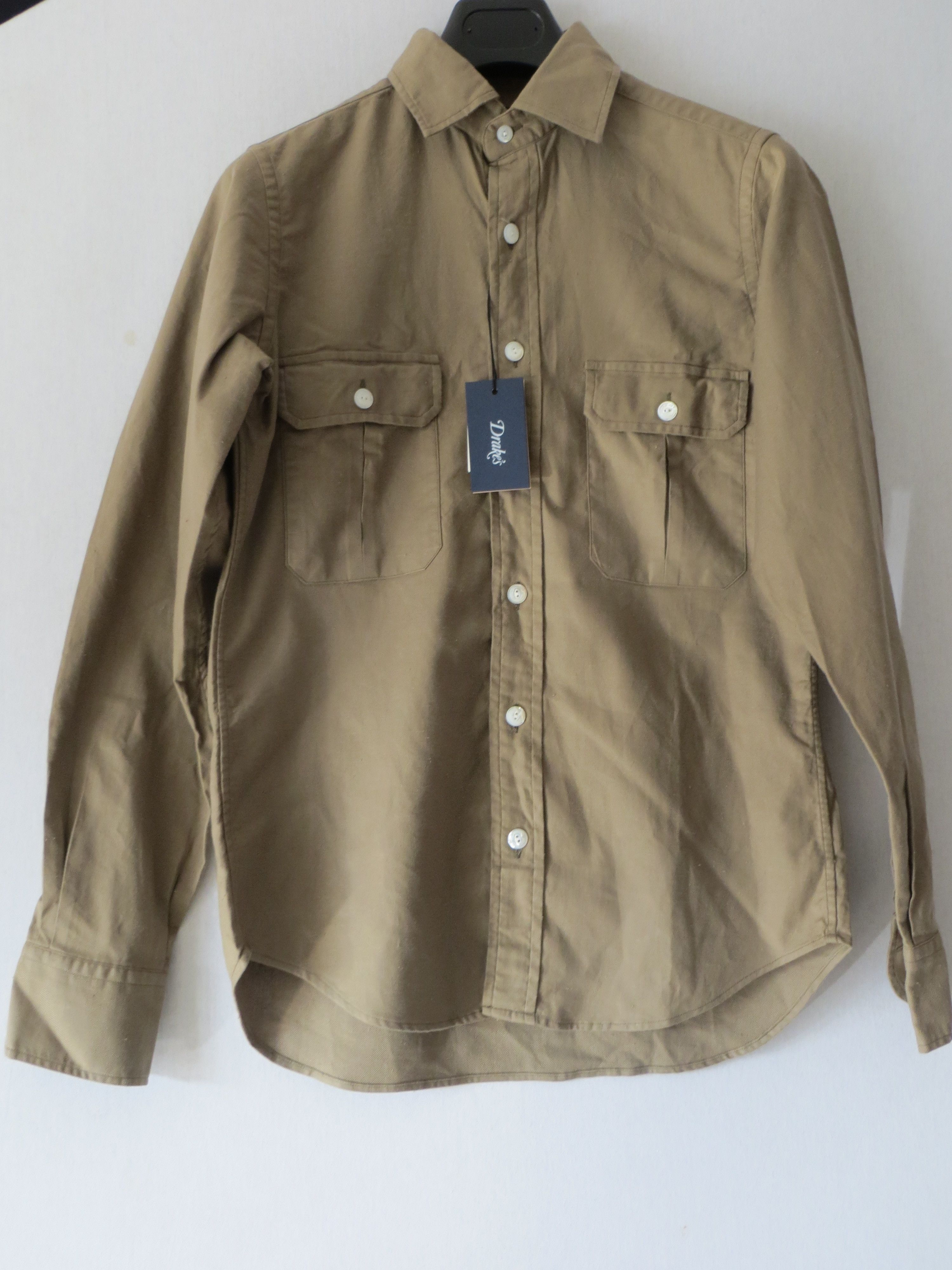 Drake's KHAKI LONG SLEEVE SHIRT SIZE S Size US S / EU 44-46 / 1 - 2 Thumbnail