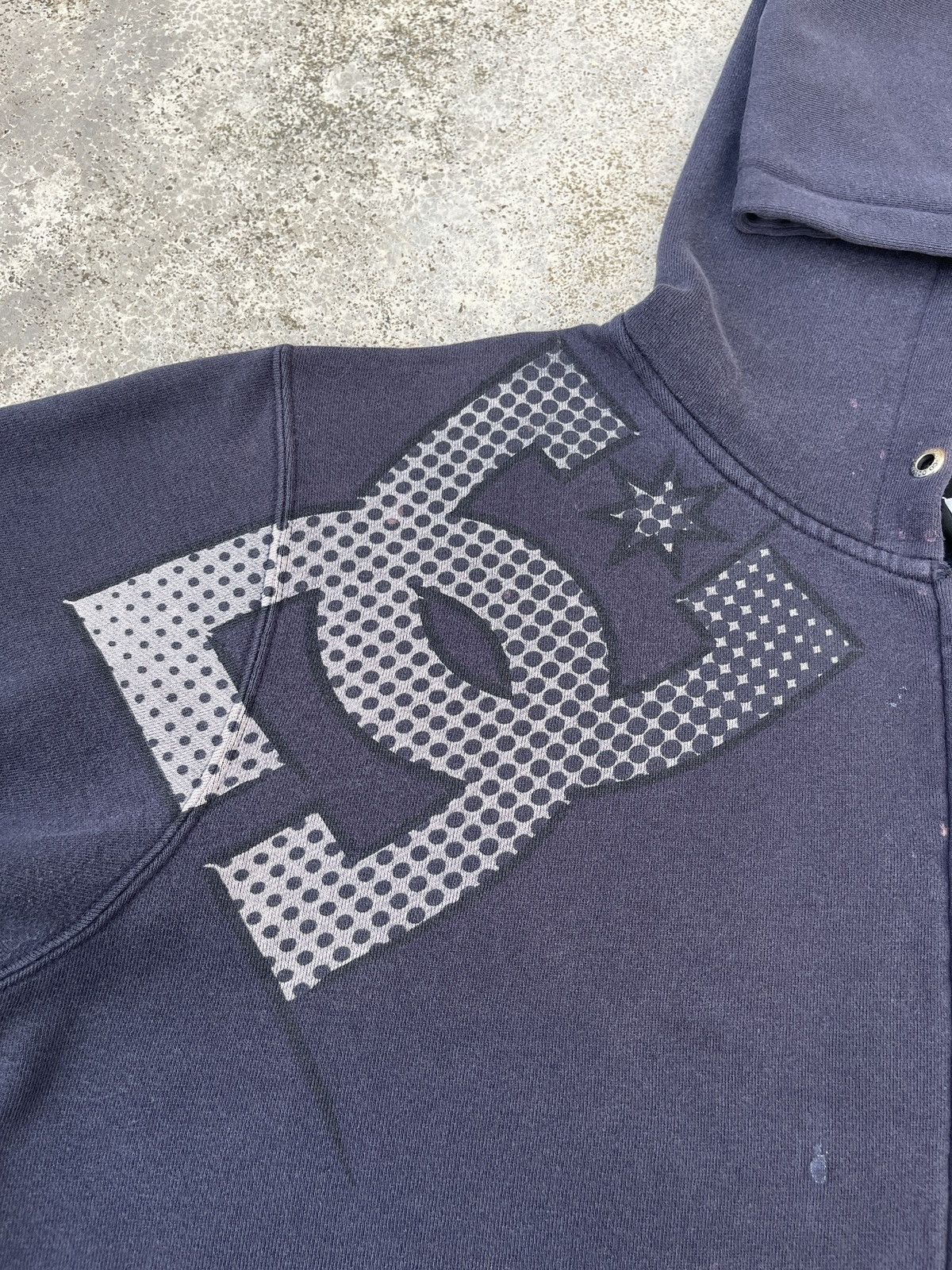DC × Vintage Vintage Faded Navy DC Print Y2K Zip Up Hoodie Size US XL / EU 56 / 4 - 7 Thumbnail