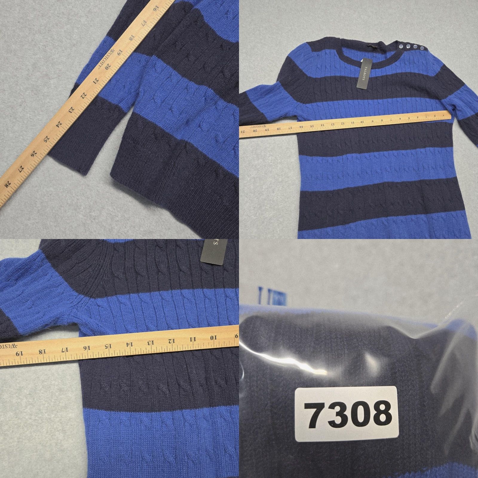 Talbots Talbots Sweater Womens Medium Blue Navy Stripe Button Shoulder Pullover Knit Size M / US 6-8 / IT 42-44 - 9 Thumbnail