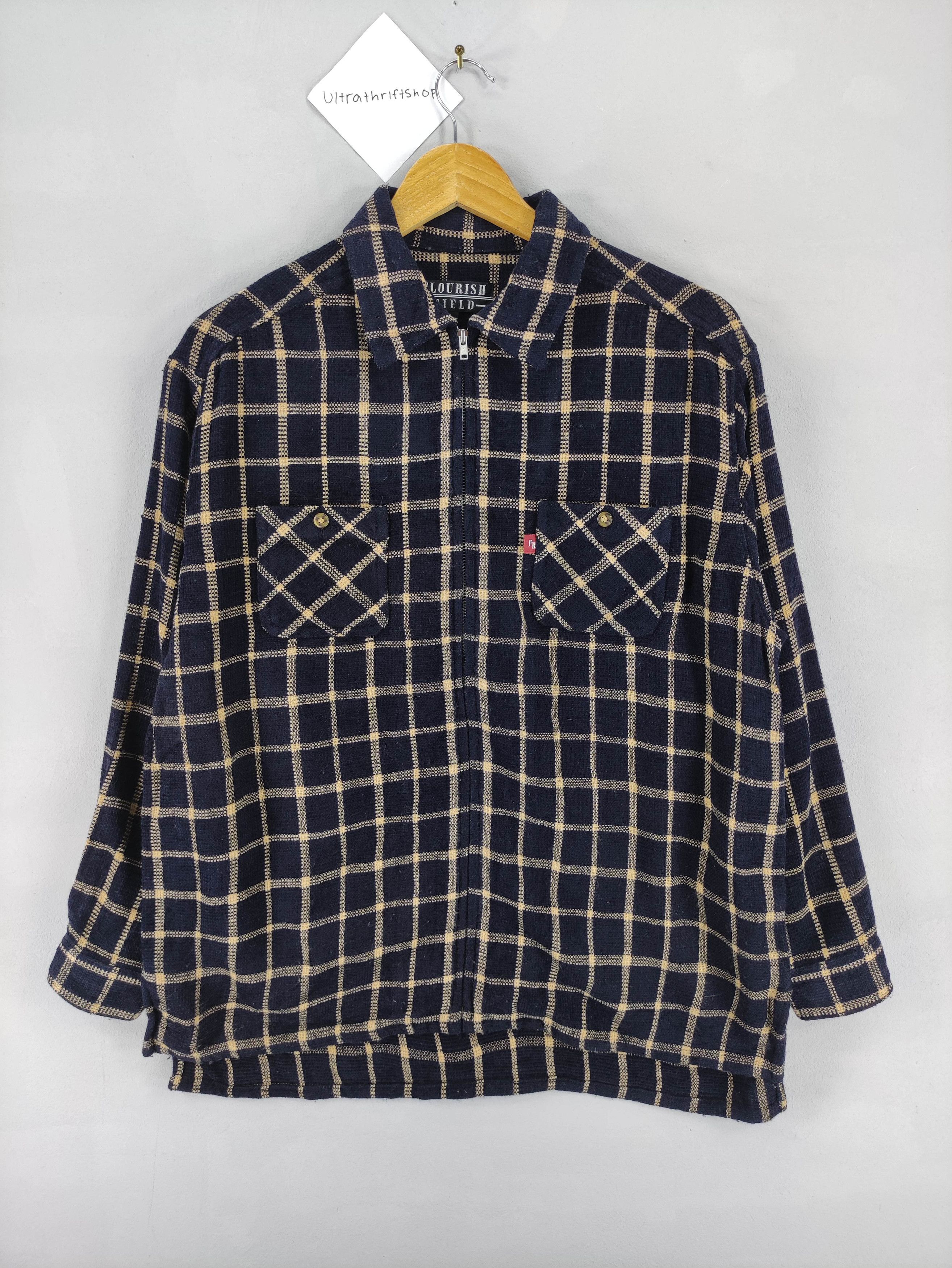 Japanese Brand Vintage Flourish Field Chekered Jacket Zipper Size US L / EU 52-54 / 3 - 1 Thumbnail