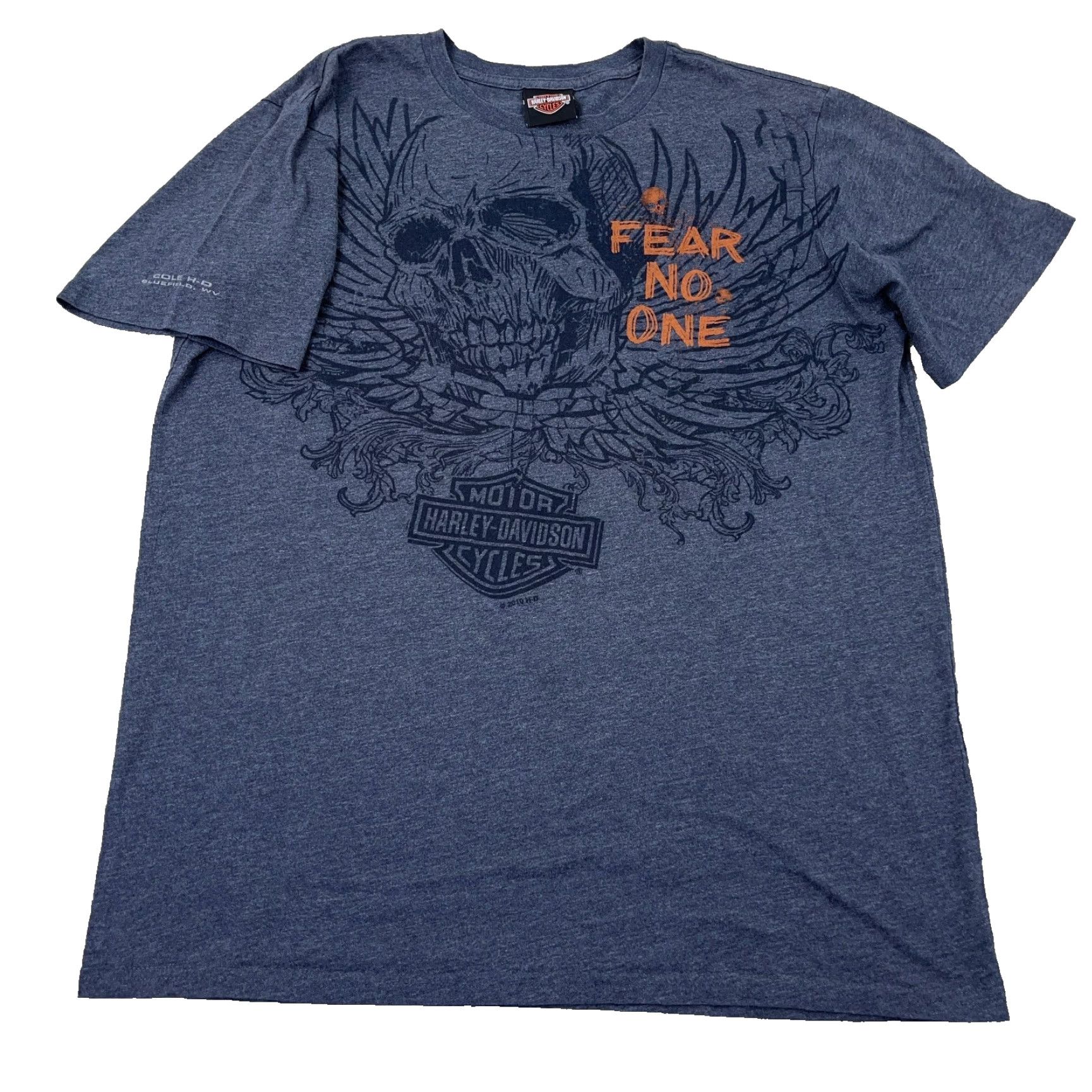 Harley Davidson Harley-Davidson Shirt Men XL Gray Tee Winged Skull Fear No One Retro Biker AOP Size US XL / EU 56 / 4 - 2 Thumbnail