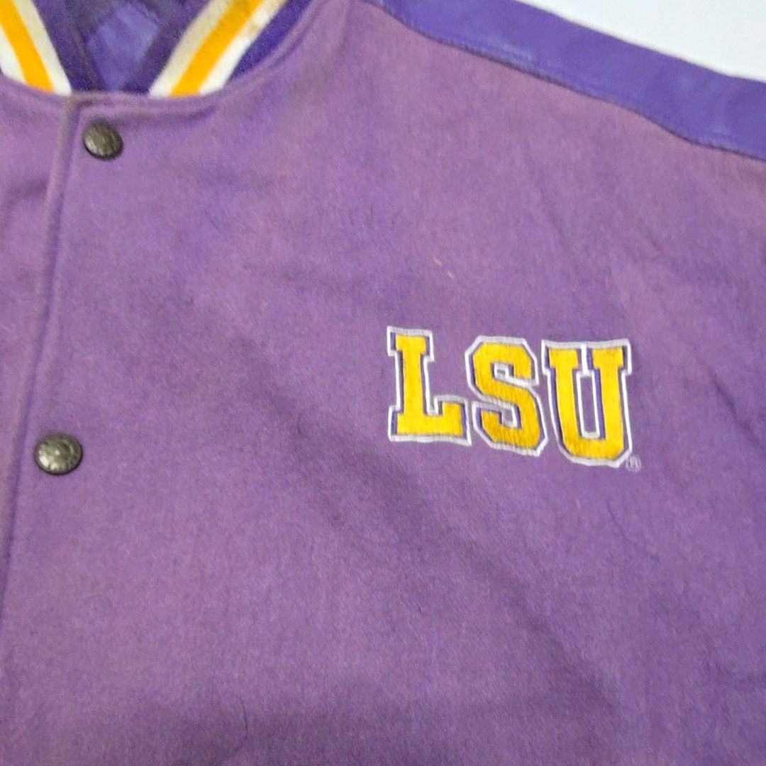 Steve And Barrys Vintage LSU Tigers Purple Yellow Varsity Jacket 90s XL Size US XL / EU 56 / 4 - 14 Thumbnail