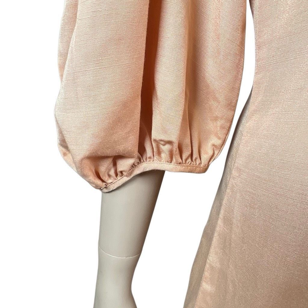 Loeffler Randall NWT Loeffler Randall Carmina Curve Seam Puff Sleeve Dress Cipria Peach Size 4 (037) Size S / US 4 / IT 40 - 6 Thumbnail
