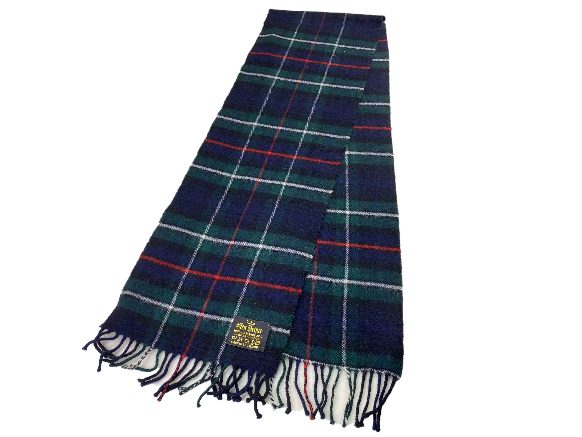 Vintage Glen Prince Vintage Lambswool Checkered Scarf – Navy Size ONE SIZE - 2 Thumbnail