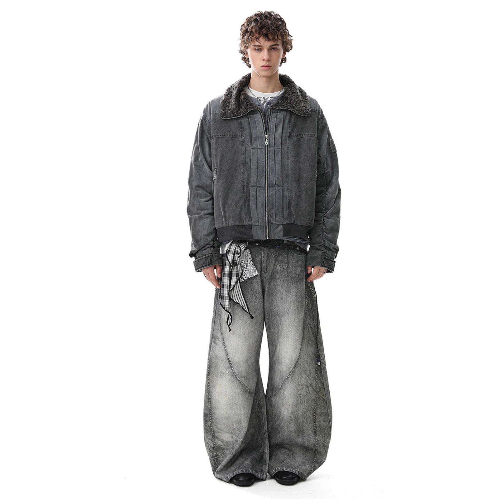 Other Charcoal Gray Oversized Bomber Jacket, Faux Fur Lined Size US M / EU 48-50 / 2 - 3 Thumbnail