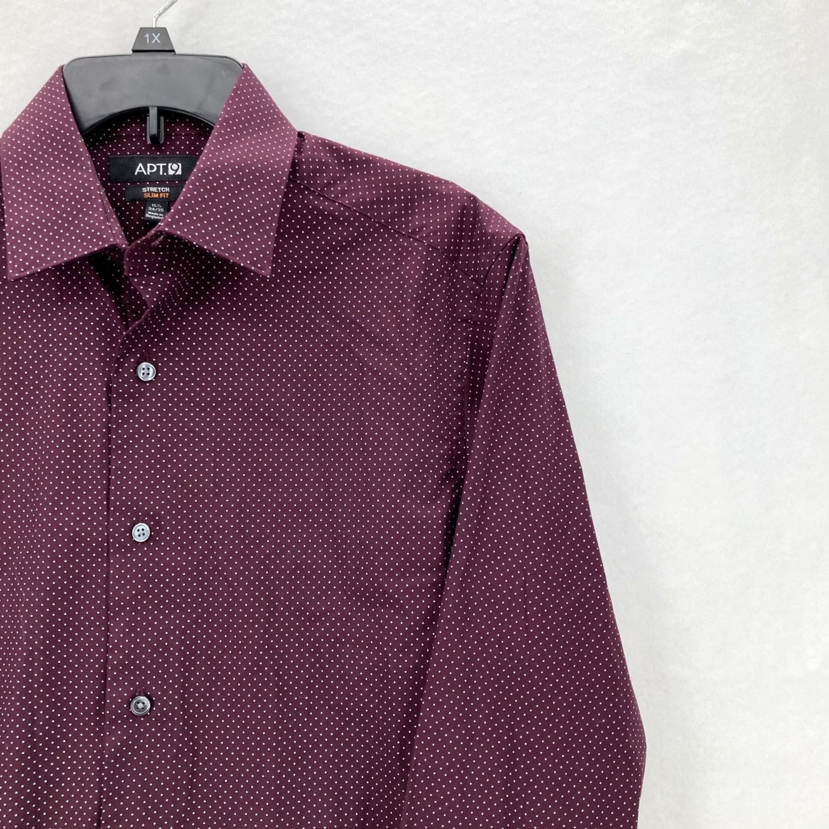 Apt. 9 APT 9 Shirt Mens 15.5 34/35 Poet Purple Polka Dot Slim Fit Stretch Dress Shirt NWT Size US L / EU 52-54 / 3 - 2 Thumbnail