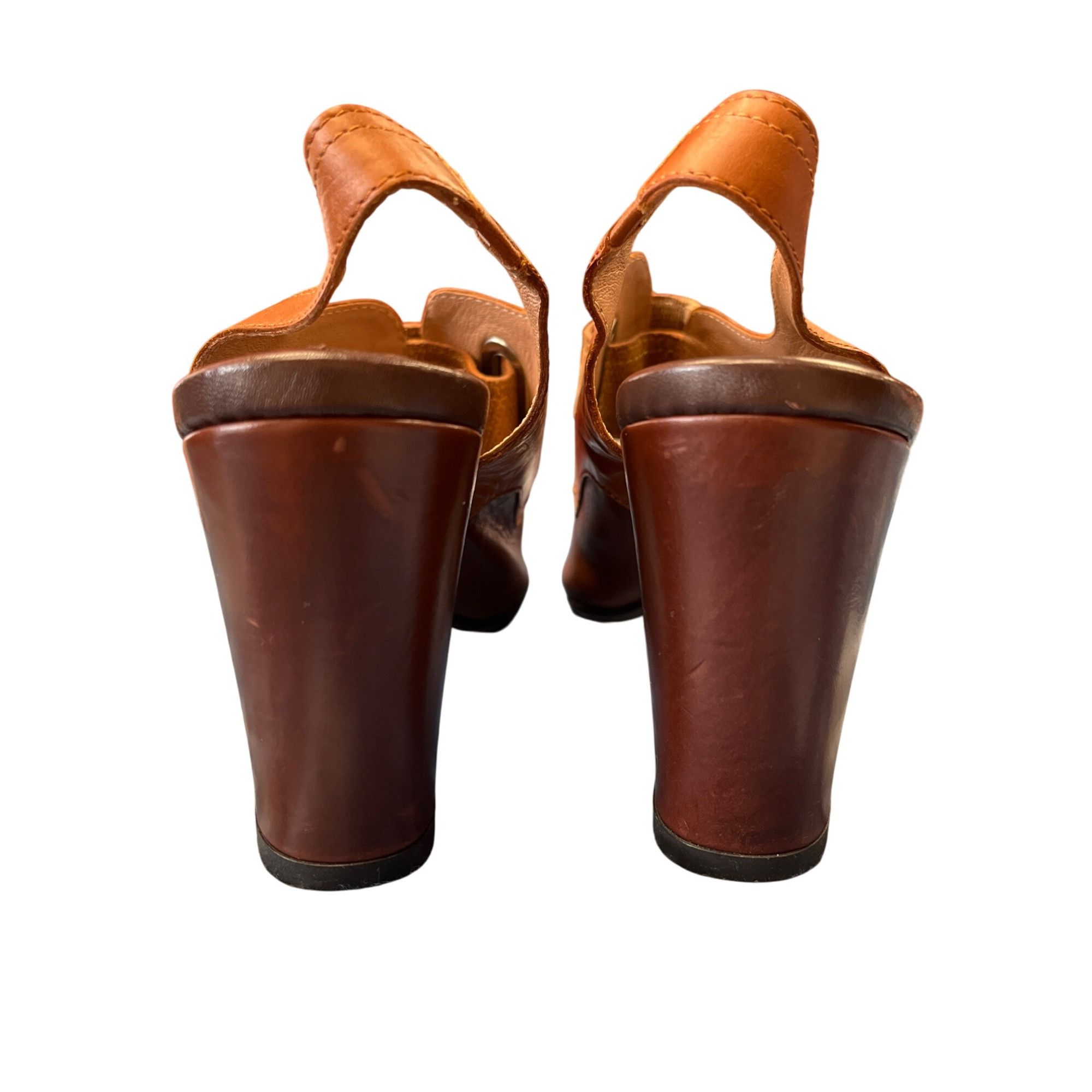 Other Anyi Lu Womens Brown Leather Slingback Heals Sz 38 SKU 8947 Size US 8 / IT 38 - 8 Thumbnail