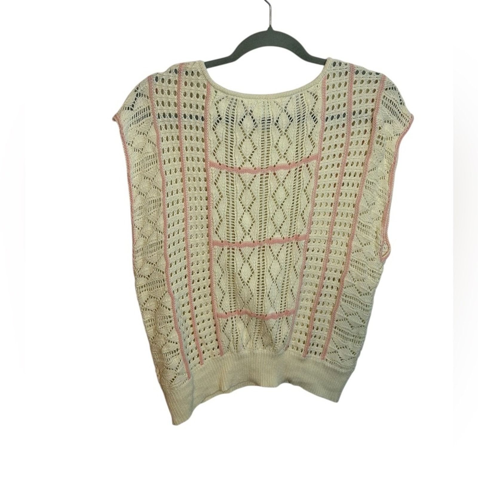 Other Callahan Knitwear Cream Baby Pink Crochet Knit Sweater Vest Size S / US 4 / IT 40 - 2 Thumbnail