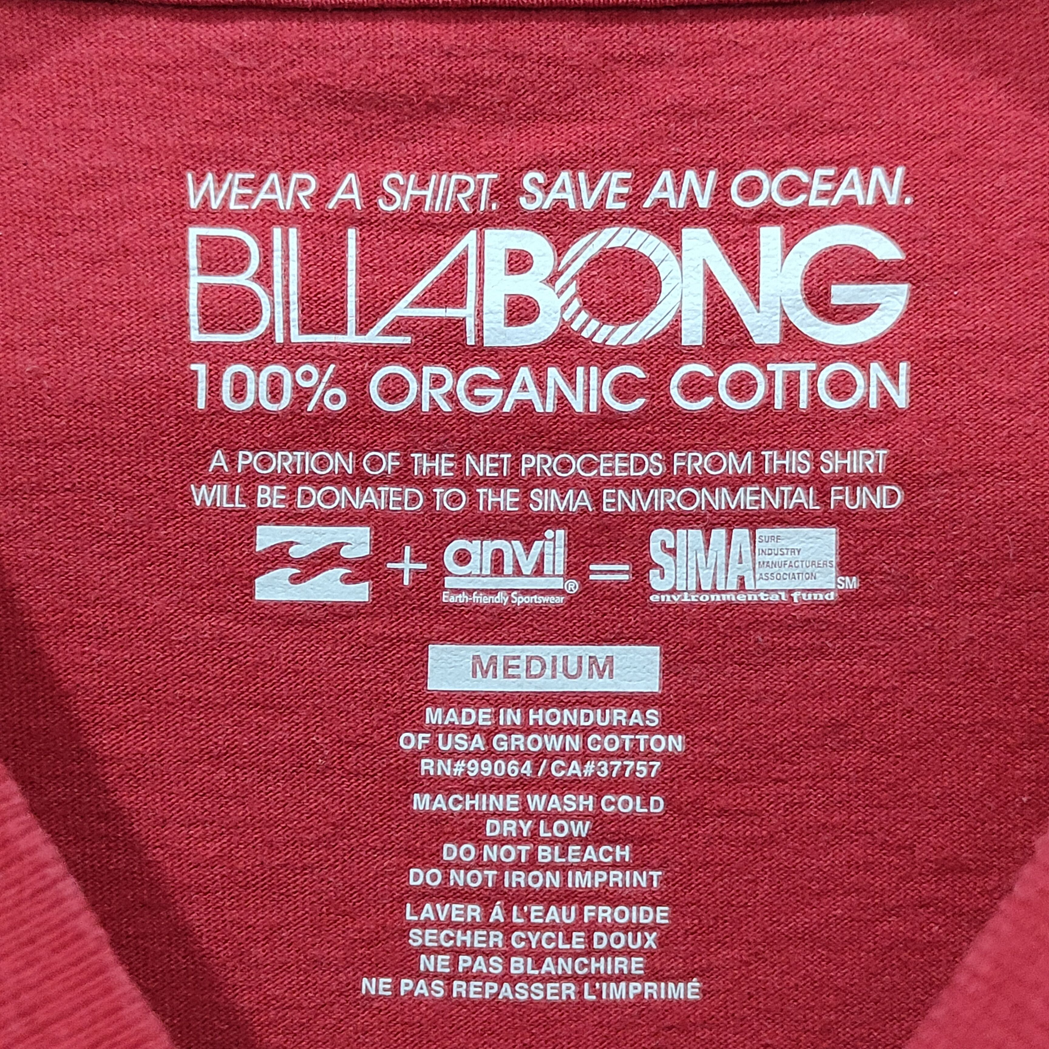 Billabong 🔥BILLABONG 100% Organic Cotton T-Shirt Size US M / EU 48-50 / 2 - 3 Thumbnail