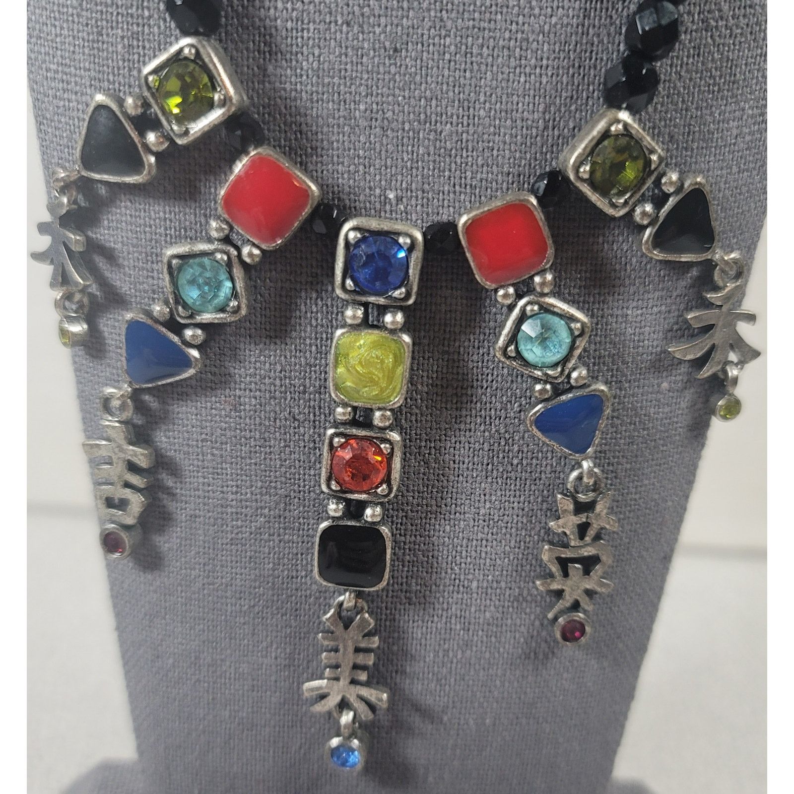 Chicos Chico's Silver Black 5 Pendants Single Strand 12" Necklace Size ONE SIZE - 2 Thumbnail