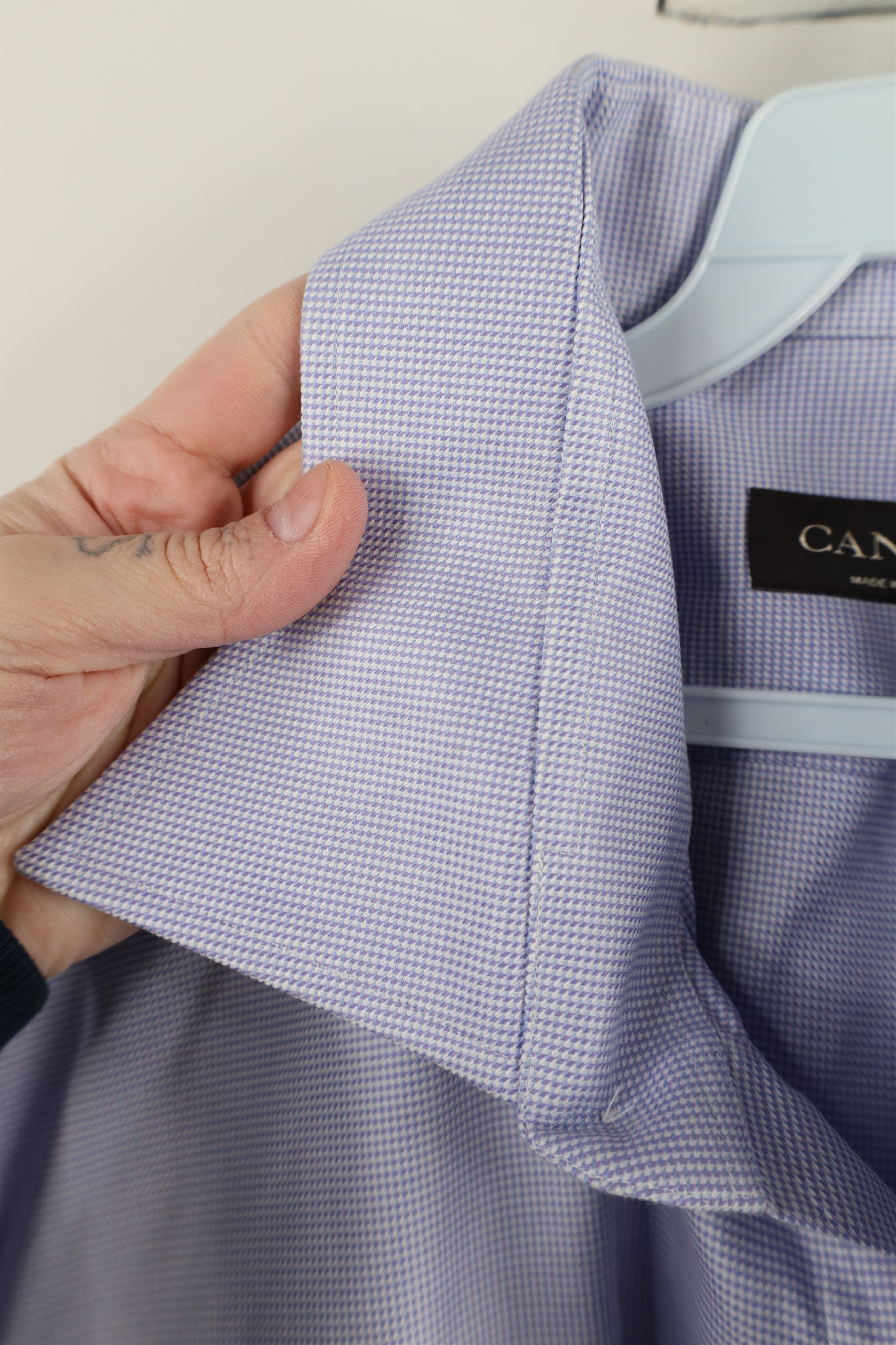 Canali × Vintage Canali Houndstooth Long Sleeve Button Shirt Cotton Blue Size US M / EU 48-50 / 2 - 8 Thumbnail