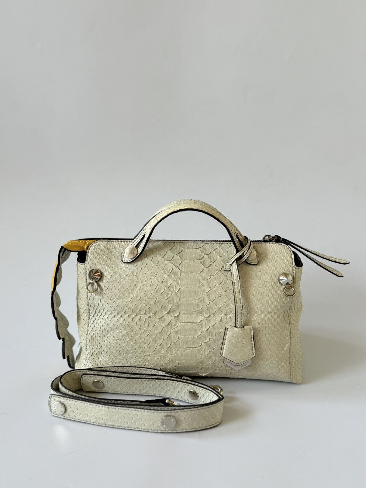 Fendi Fendi By The Way White Python Yellow Scalloped Satchel Bag | Grailed