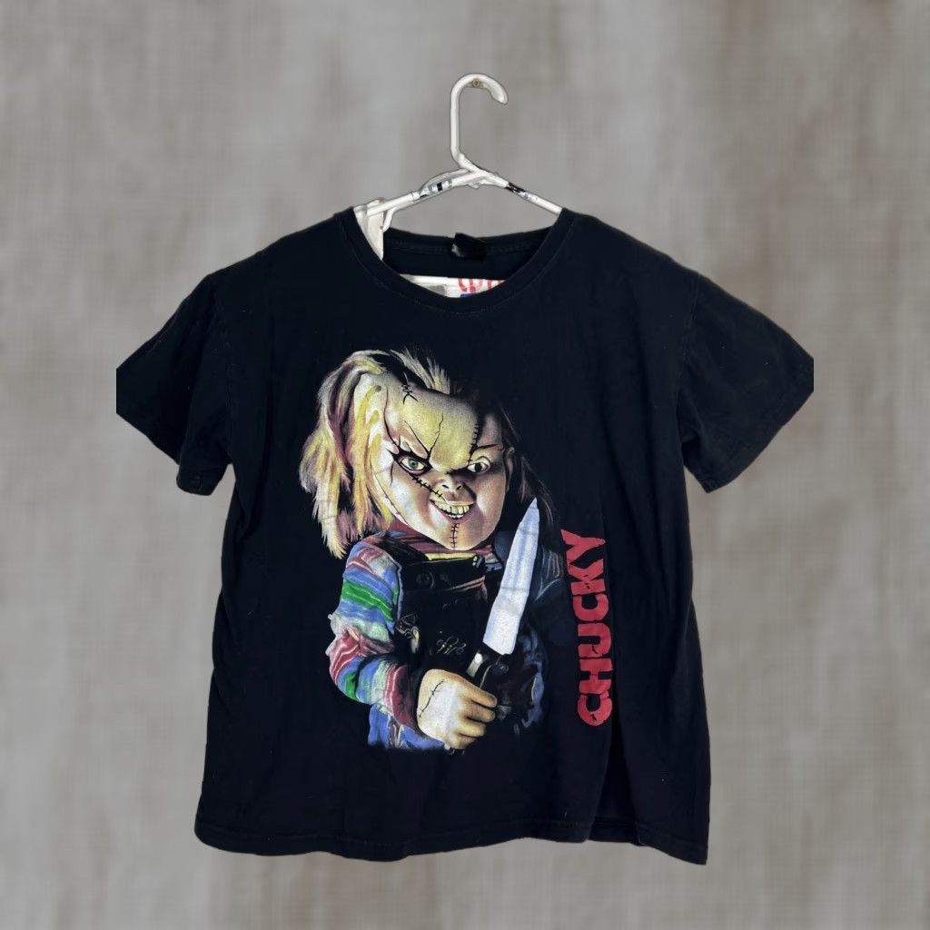 Vintage Chucky Womens Oversize Black Short Sleeve T Shirt L Size Kings Apparel King Apparel 100% Cotton Basic Womens T Shirt Oversized Black Chucky Logo Size L / US 10 / IT 46 - 1 Thumbnail
