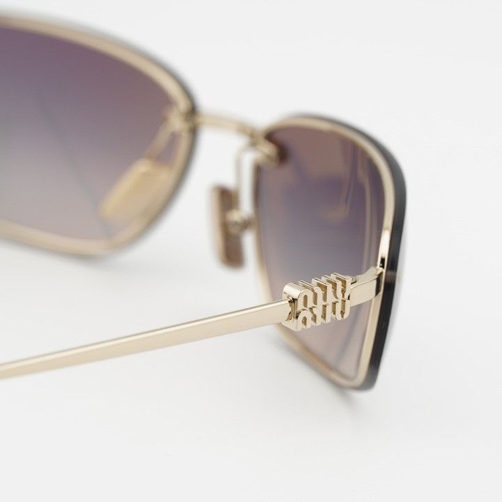 Miu Miu Miu Miu MUA50S ZVN30C Sunglasses Gold Rectangle Frame Size ONE SIZE - 6 Thumbnail