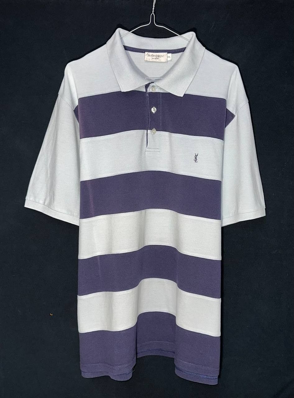 Vintage × Yves Saint Laurent YSL Vintage Yves Saint Laurent Polo striped Shirt Short slv Size US XXL / EU 58 / 5 - 1 Thumbnail