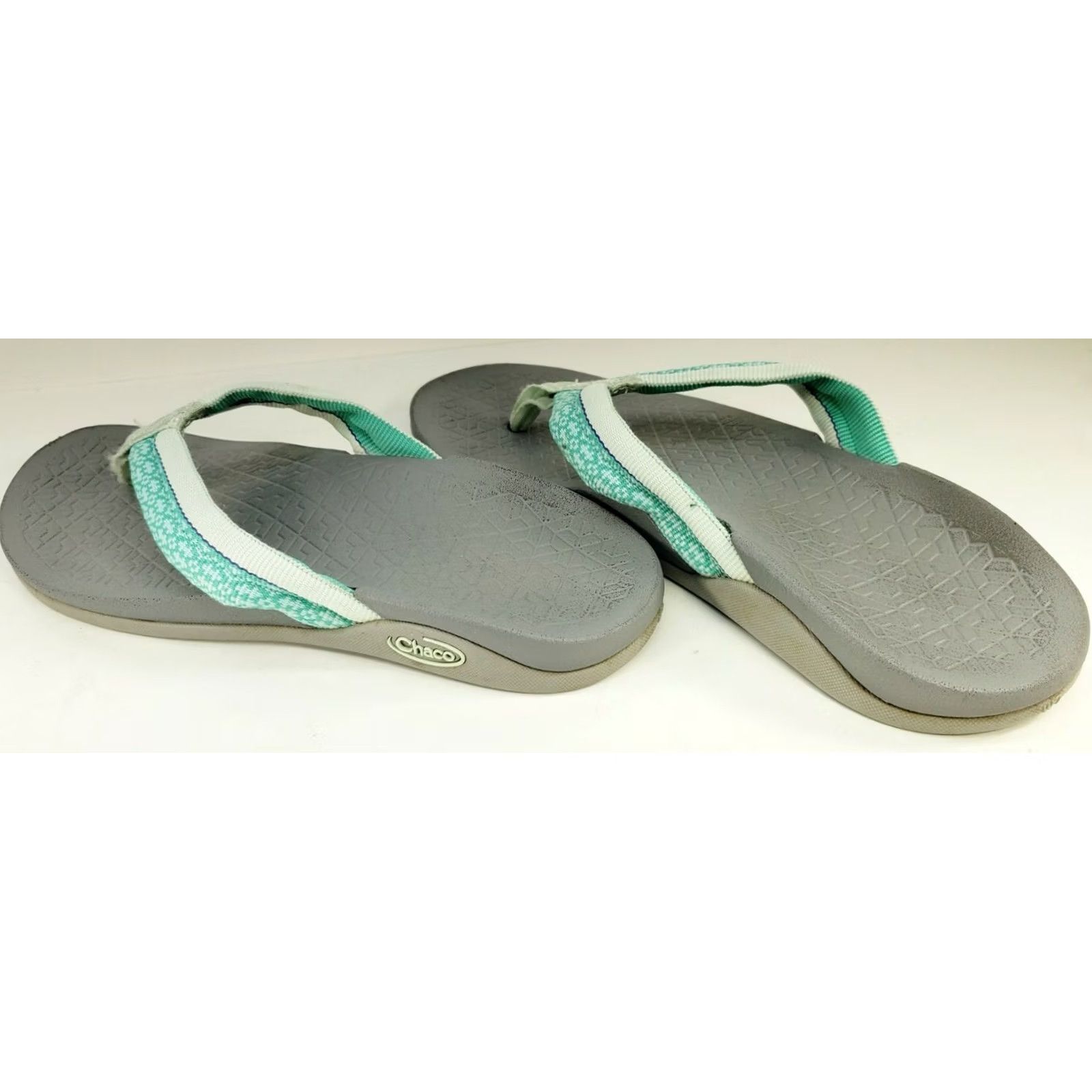 Chaco Chaco Women's Flip Flop Thong Sandal Size 7 Mint Green White Straps Gray Footbed Size US 7 / IT 37 - 6 Thumbnail