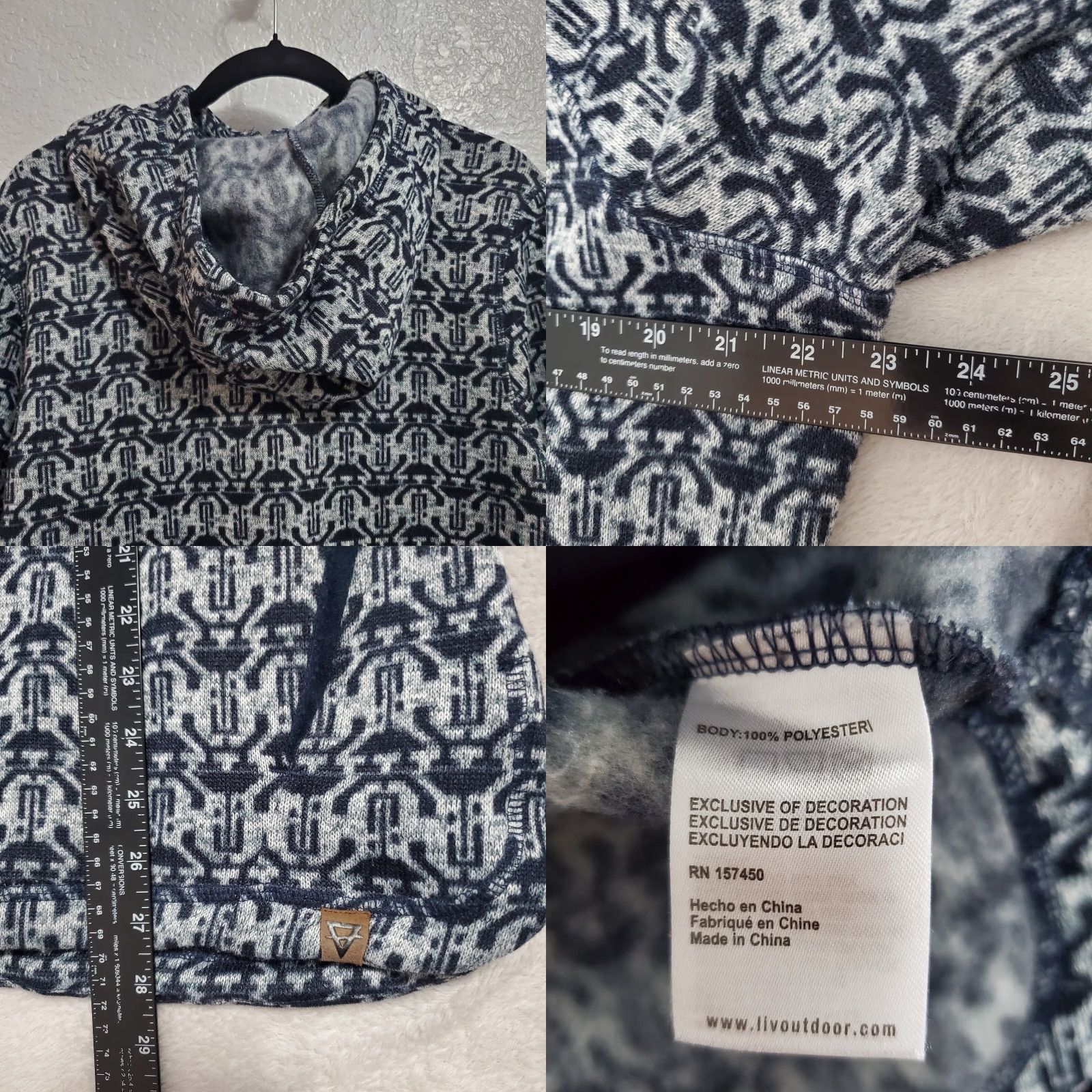 LIV Outdoor VINTAGE LIV Outdoor 1/4 Zip Pullover Women XXL Gray Black Print Fleece Hooded Jacket Size XXL / US 16-18 / IT 52-54 - 8 Thumbnail