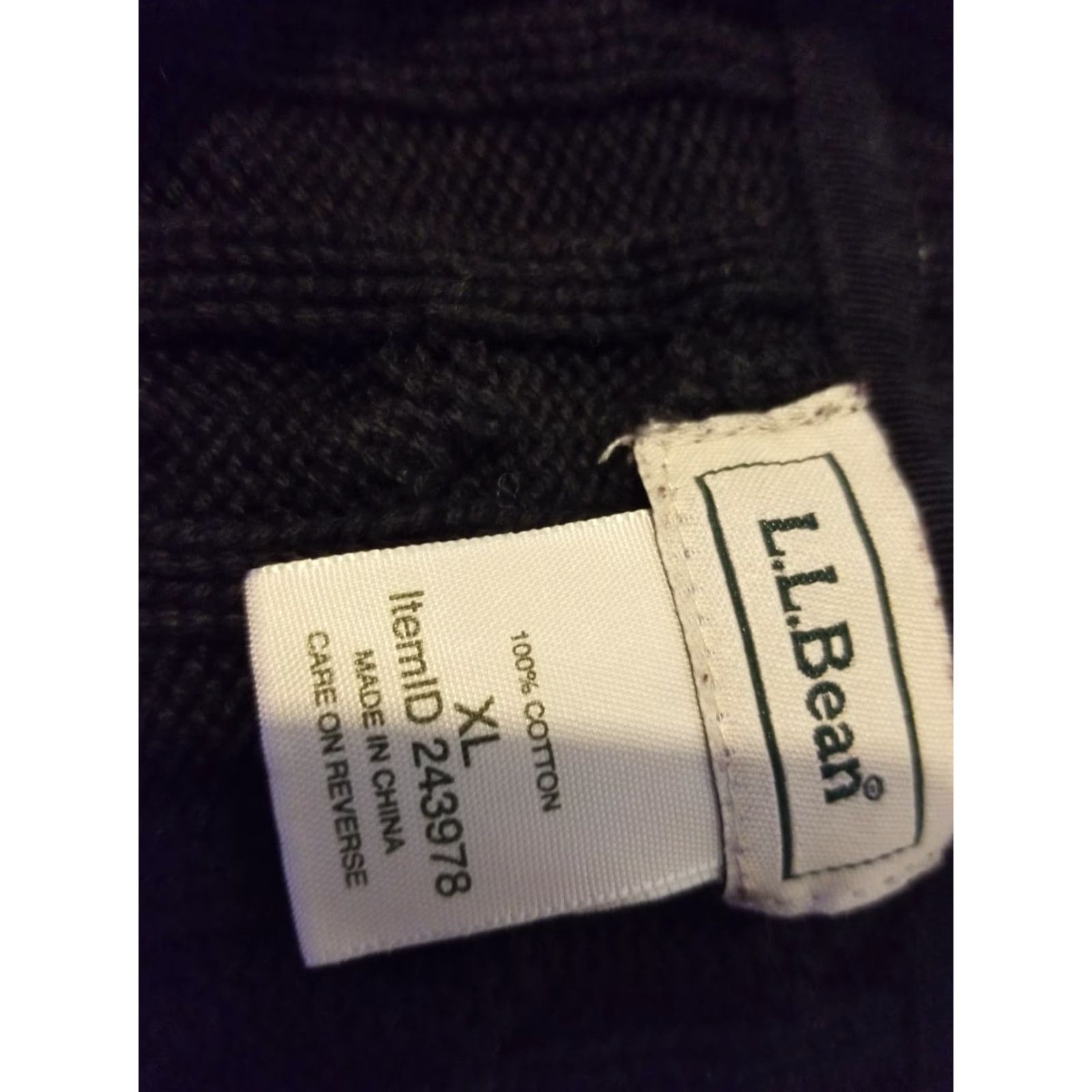 Vintage Womens L.L. Bean Jacket XL Black Full Zip Cotton Knit Regular Long Sleeve Winter Spring Fall Size XL / US 12-14 / IT 48-50 - 3 Thumbnail
