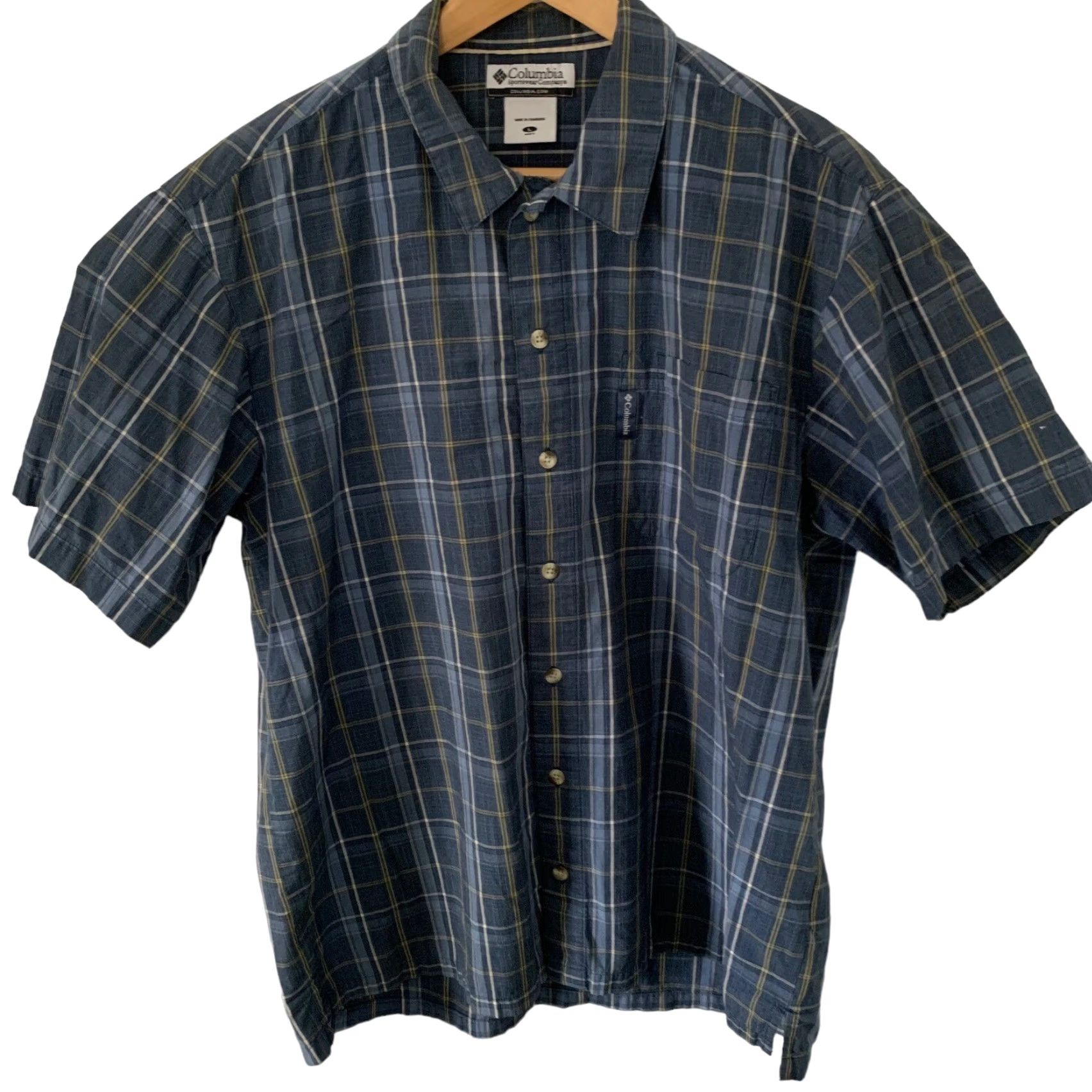 Vintage Columbia Shirt Mens L Blue Plaid Button-Up Cotton Short Sleeve Outdoor Outdoors Casual Travel Size US L / EU 52-54 / 3 - 3 Thumbnail