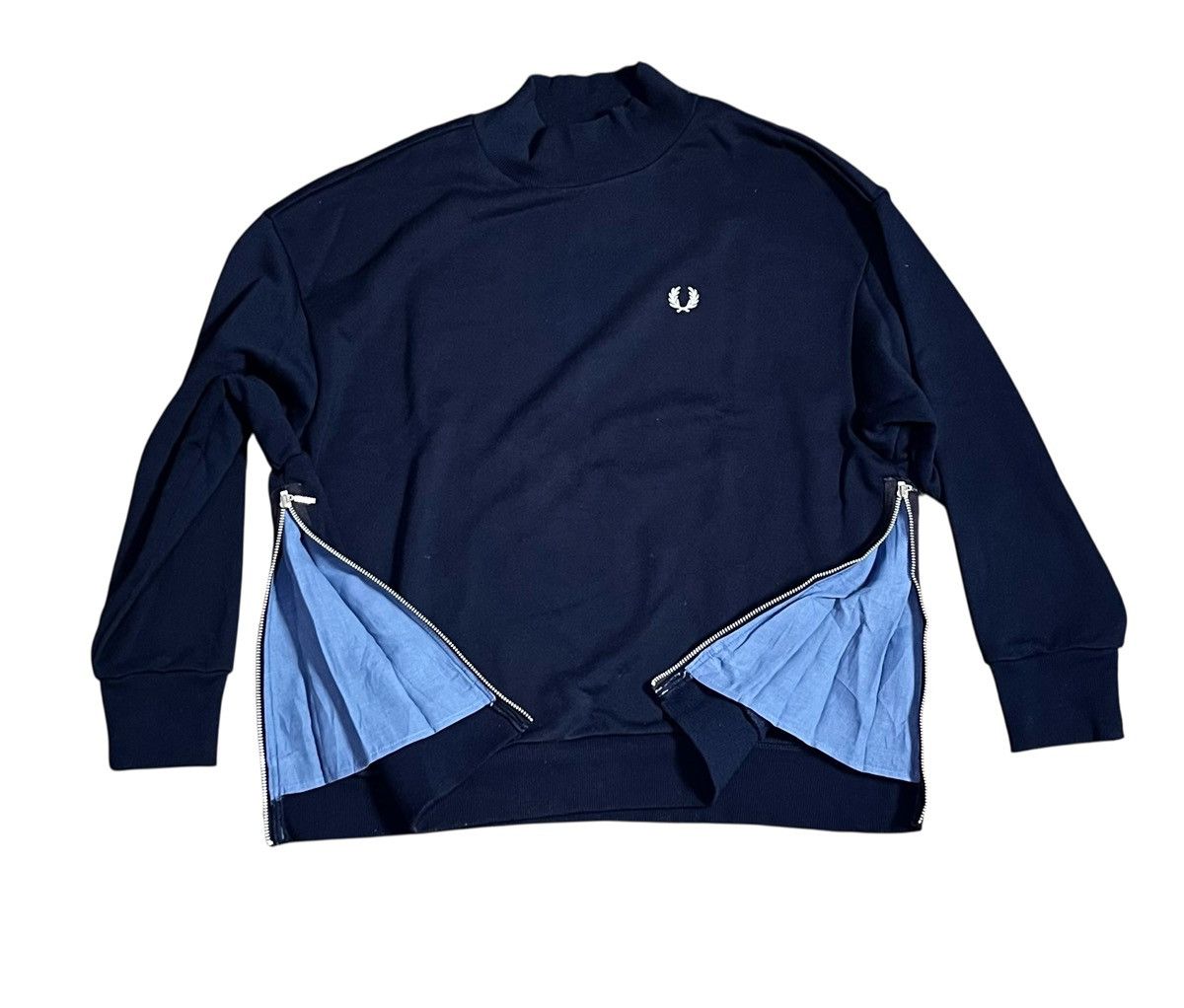 *FINAL DROP* Fred perry logo side zip mockneck navy sweater