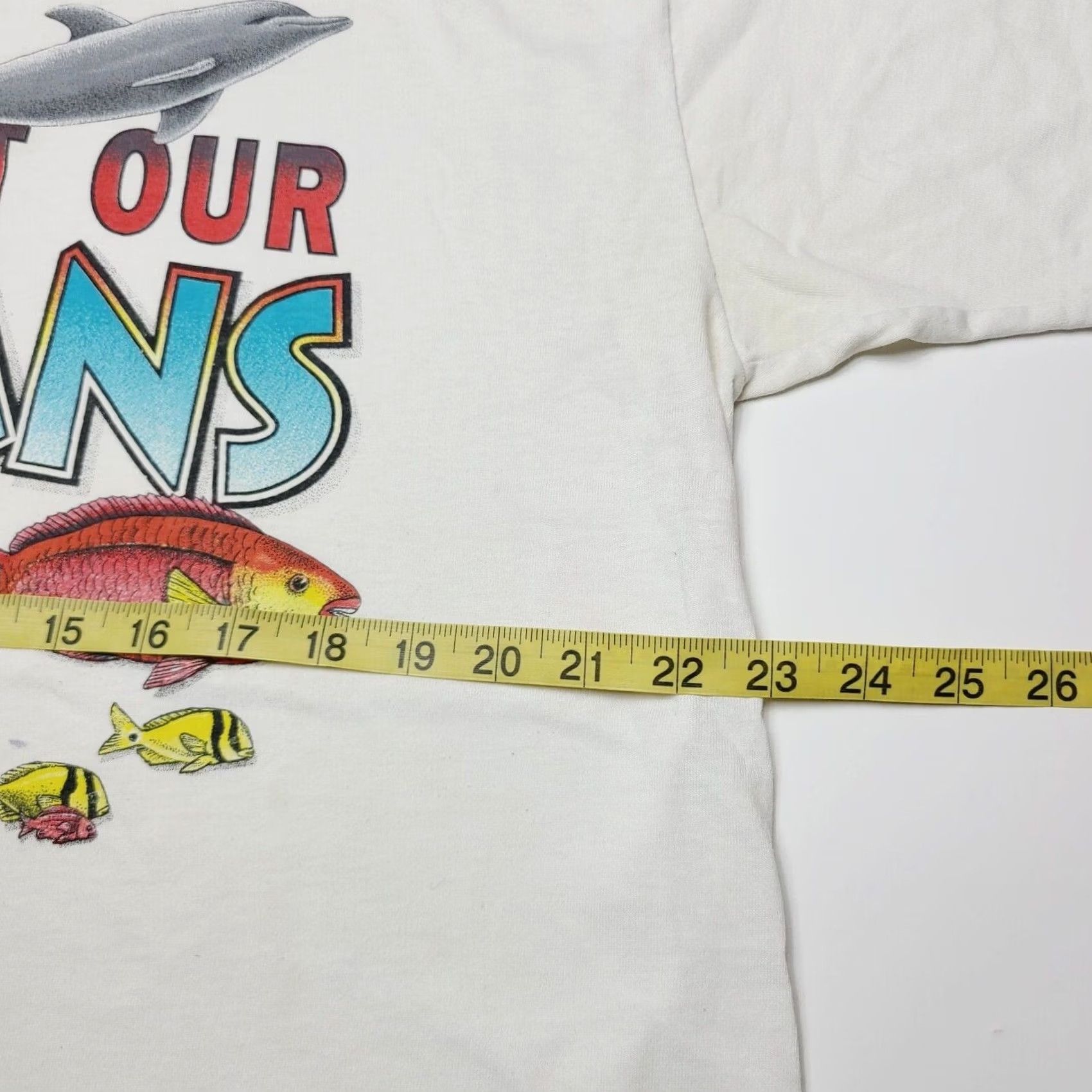 Vintage VINTAGE F.H. Davis Protect Our Ocean Single Stitch Men’s T-Shirt XL White Crew Neck Long Sleeve Shirt 90s Mens Clothing Vintage Mens XL Shirt Size US XL / EU 56 / 4 - 4 Thumbnail