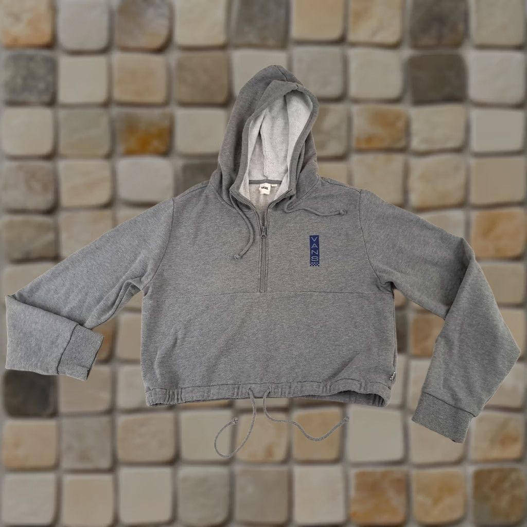 Vans Vintage Vans Woman Cropped Grey Cotton X-Large Hoodie – Skater Girl Size XL / US 12-14 / IT 48-50 - 1 Thumbnail