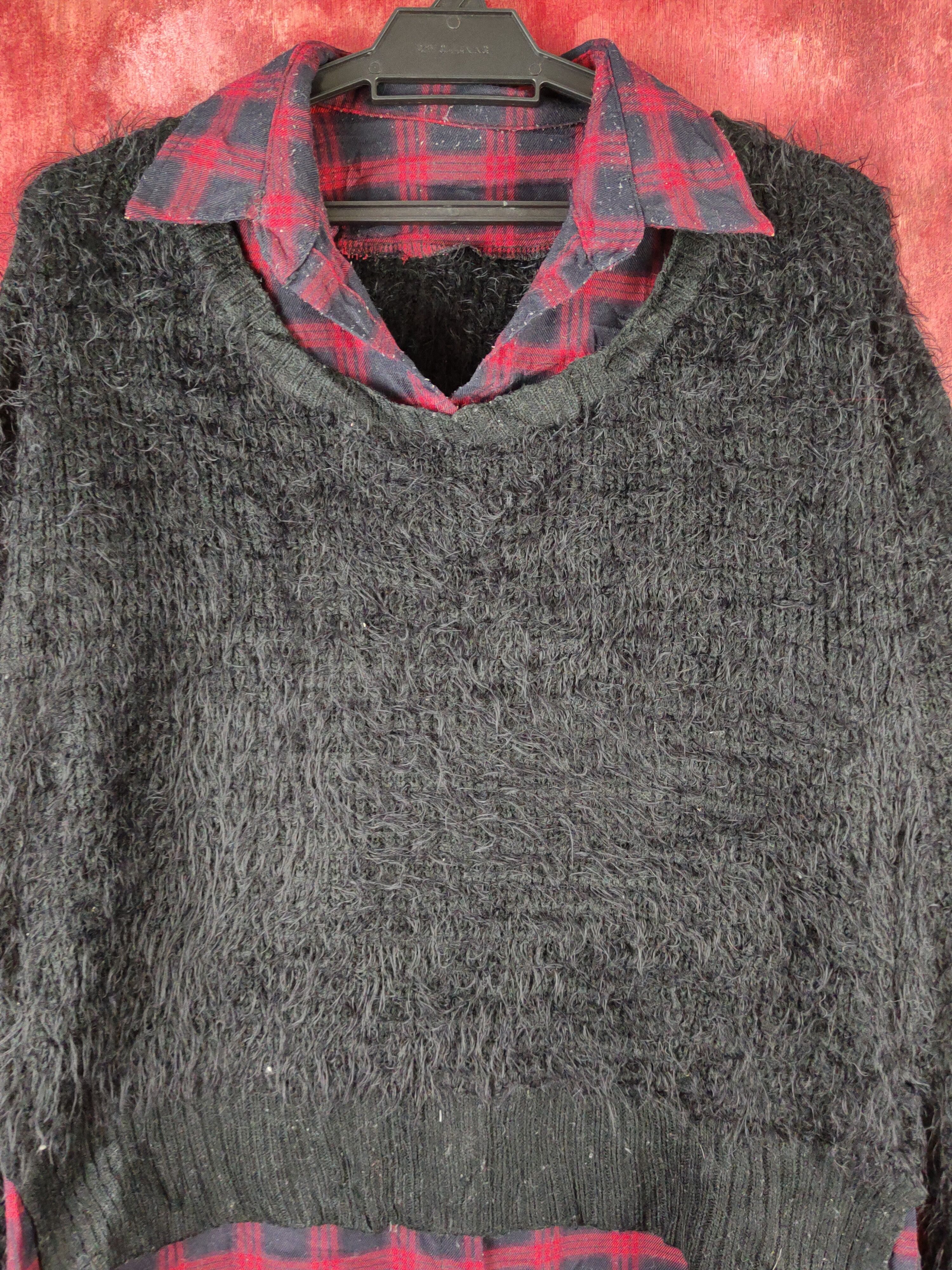 Vintage Japanese Brand Black Red Fur Mohair Knitwear #S2184 Size L / US 10 / IT 46 - 2 Thumbnail