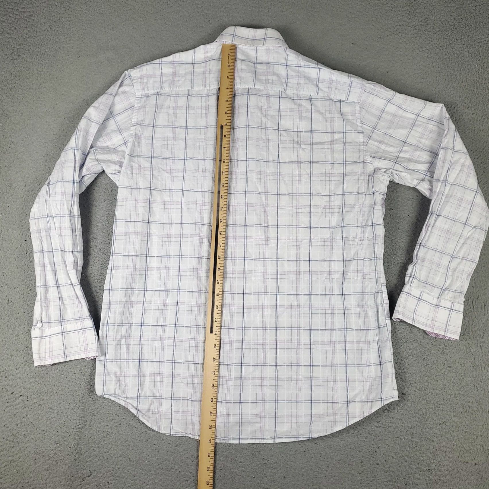 BUGATCHI BUGATCHI Uomo Button-Up Shirt Mens XL White Purple Plaid Long Sleeve Casual Business Preppy Size US XL / EU 56 / 4 - 3 Thumbnail