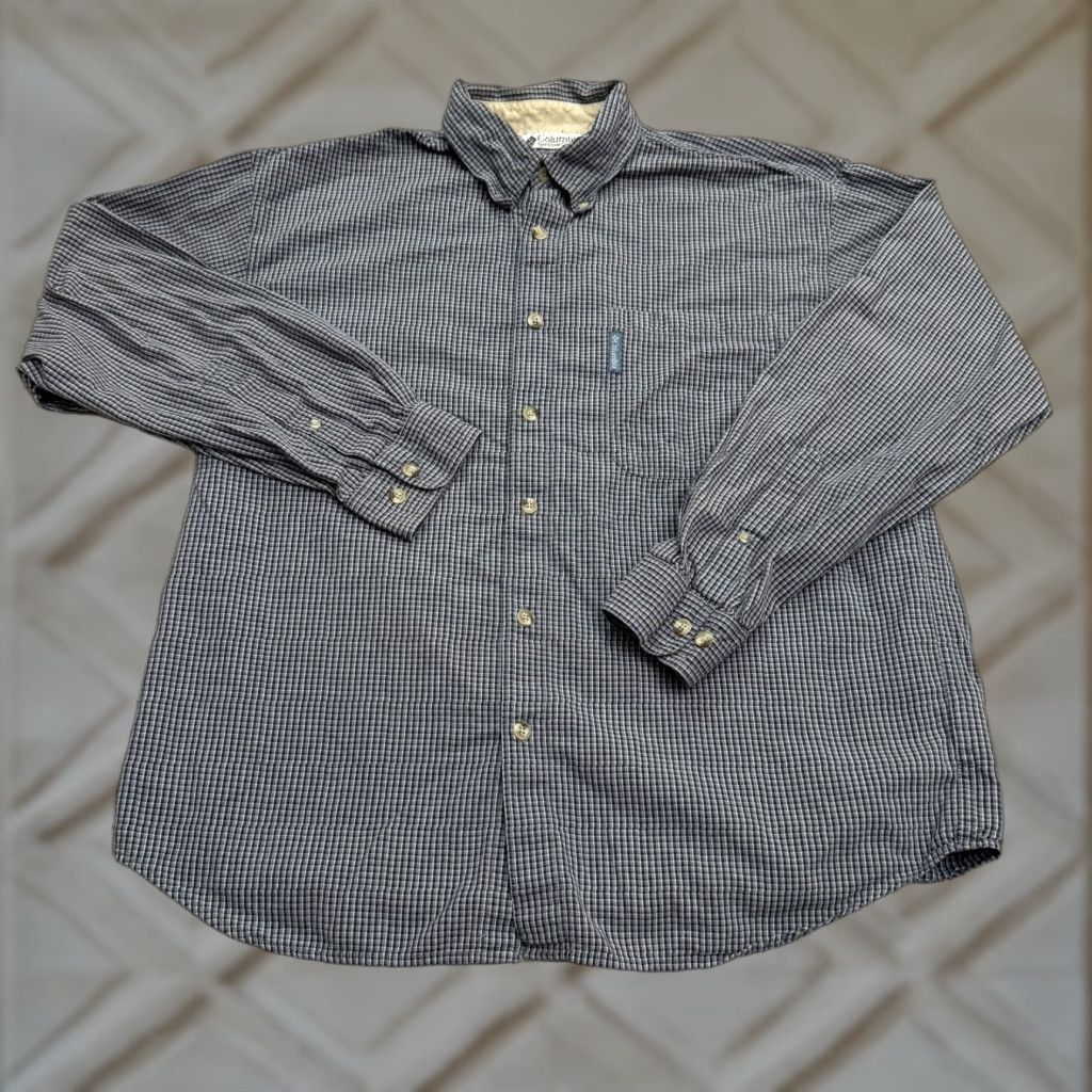 Vintage Columbia Men's Blue Plaid Cotton Button-Down Shirt Large Casual Outdoor Camp Hiking Size US L / EU 52-54 / 3 - 1 Thumbnail