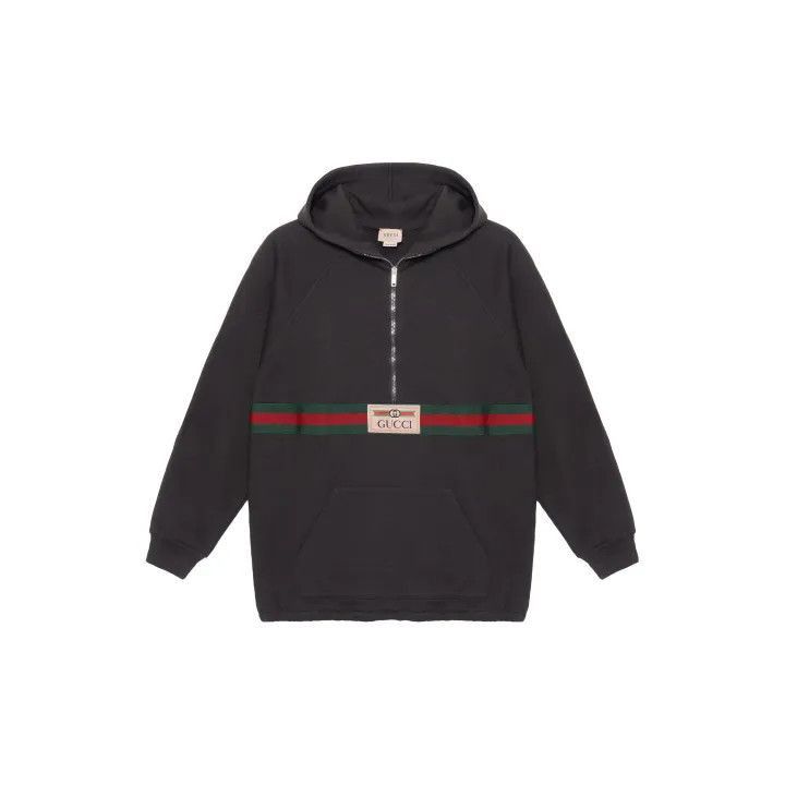 Gucci Gucci Gucci Kids Black Hooded Sweatshirt with Stripes -250 Size US S / EU 44-46 / 1 - 1 Thumbnail