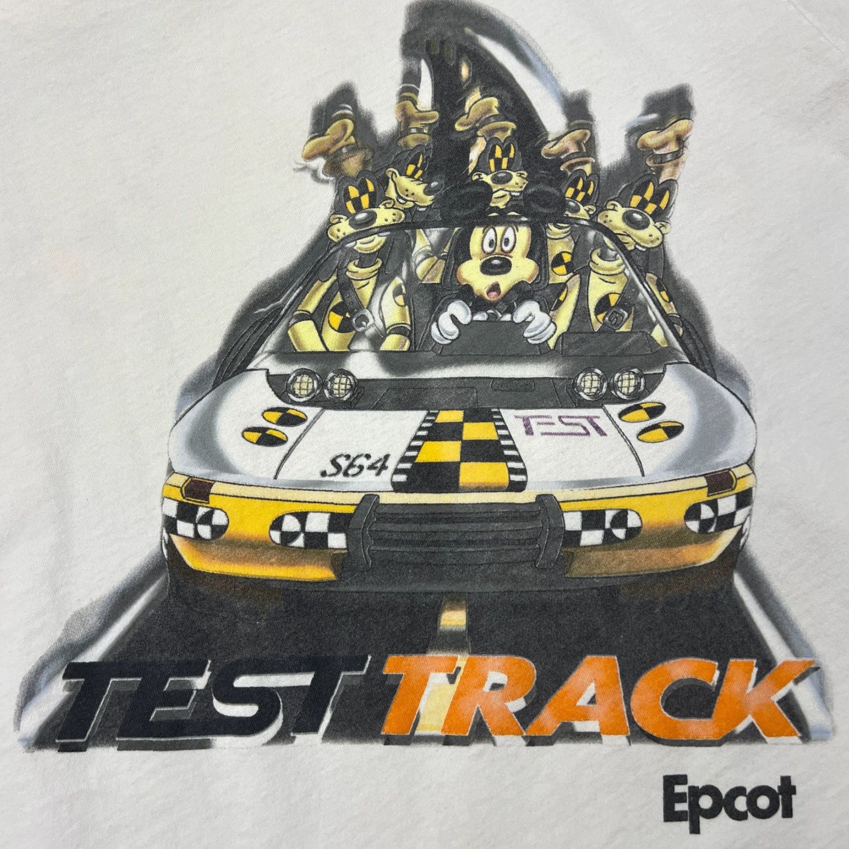 Disney VTG Disney USA Epcot Test Track Shirt Adult L White Mickey Mouse Goofy Graphic Print 90s Cartoon Retro — Made in USA Mens Size US L / EU 52-54 / 3 - 3 Thumbnail