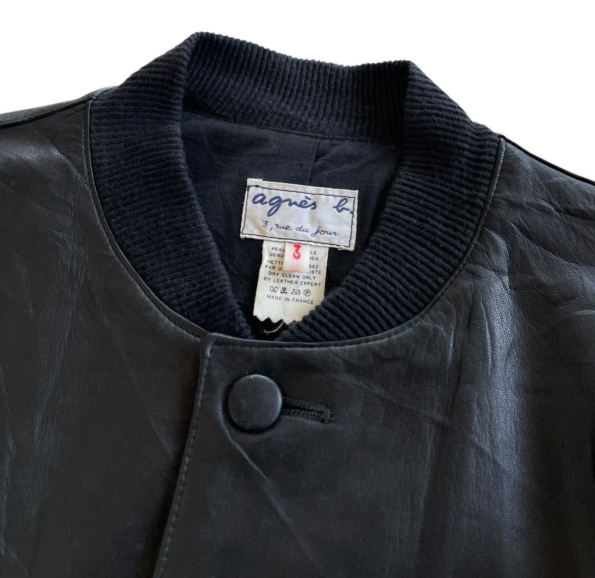 agnes b. Agnes.B Black Leather Bomber Jacket Size US L / EU 52-54 / 3 - 7 Thumbnail