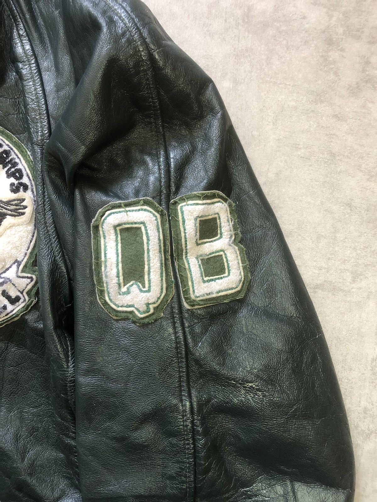 Genuine Leather × Vintage Vintage 80s St. John’s QB Leather Varsity Jacket Size US L / EU 52-54 / 3 - 7 Thumbnail