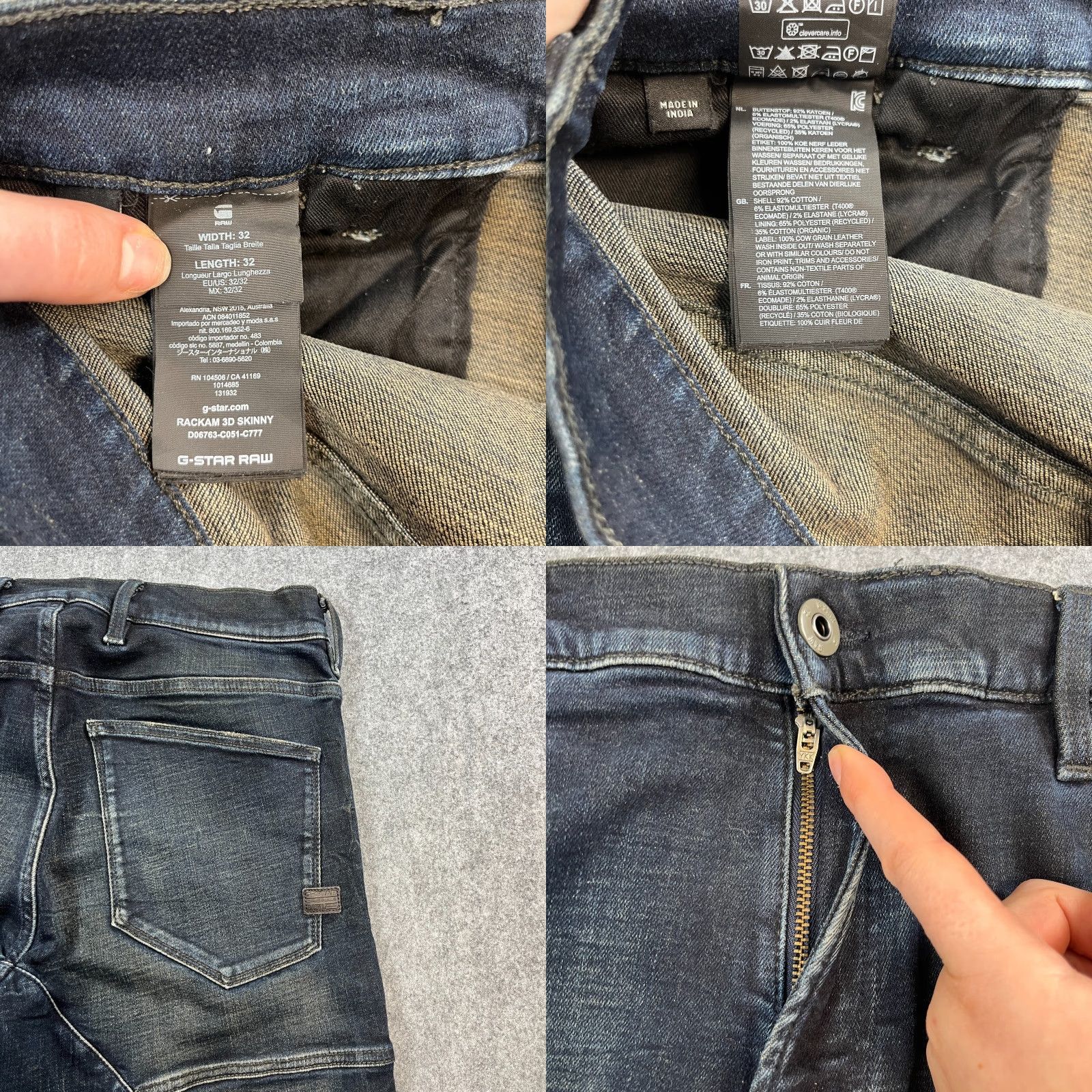 G-Star G-Star Jeans Slim Skinny 32 32 Dark Wash Blue Rackam Mens Denim 5-Pocket Style Jeans Size US 32 / EU 48 - 9 Thumbnail