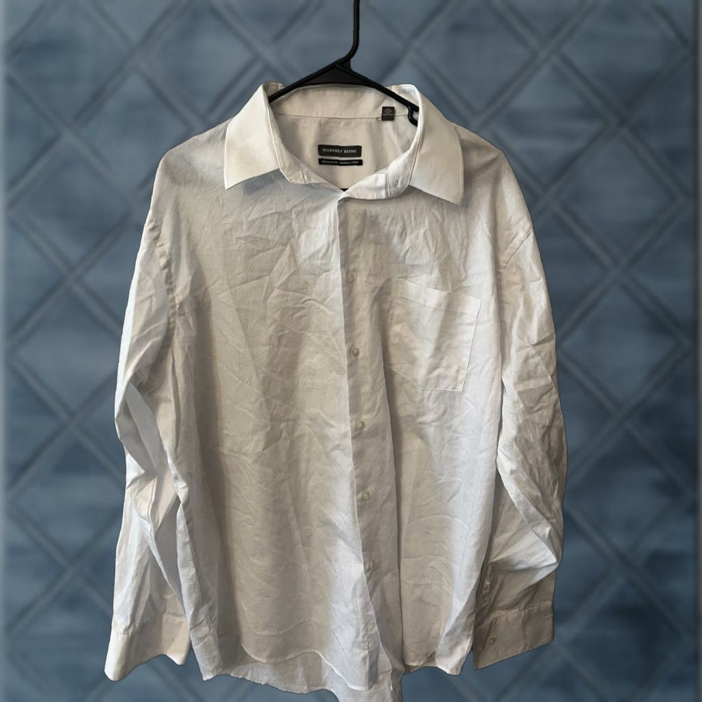 Geoffrey Beene Geoffrey Beene Mens Dress Shirt 17.5 Regular Fit Cotton Blend Button Down White Size 46R - 1 Thumbnail