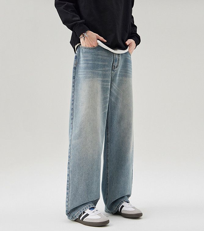 Jean American washed men's loose wide-leg baggy jeans Size US 32 / EU 48 - 3 Thumbnail