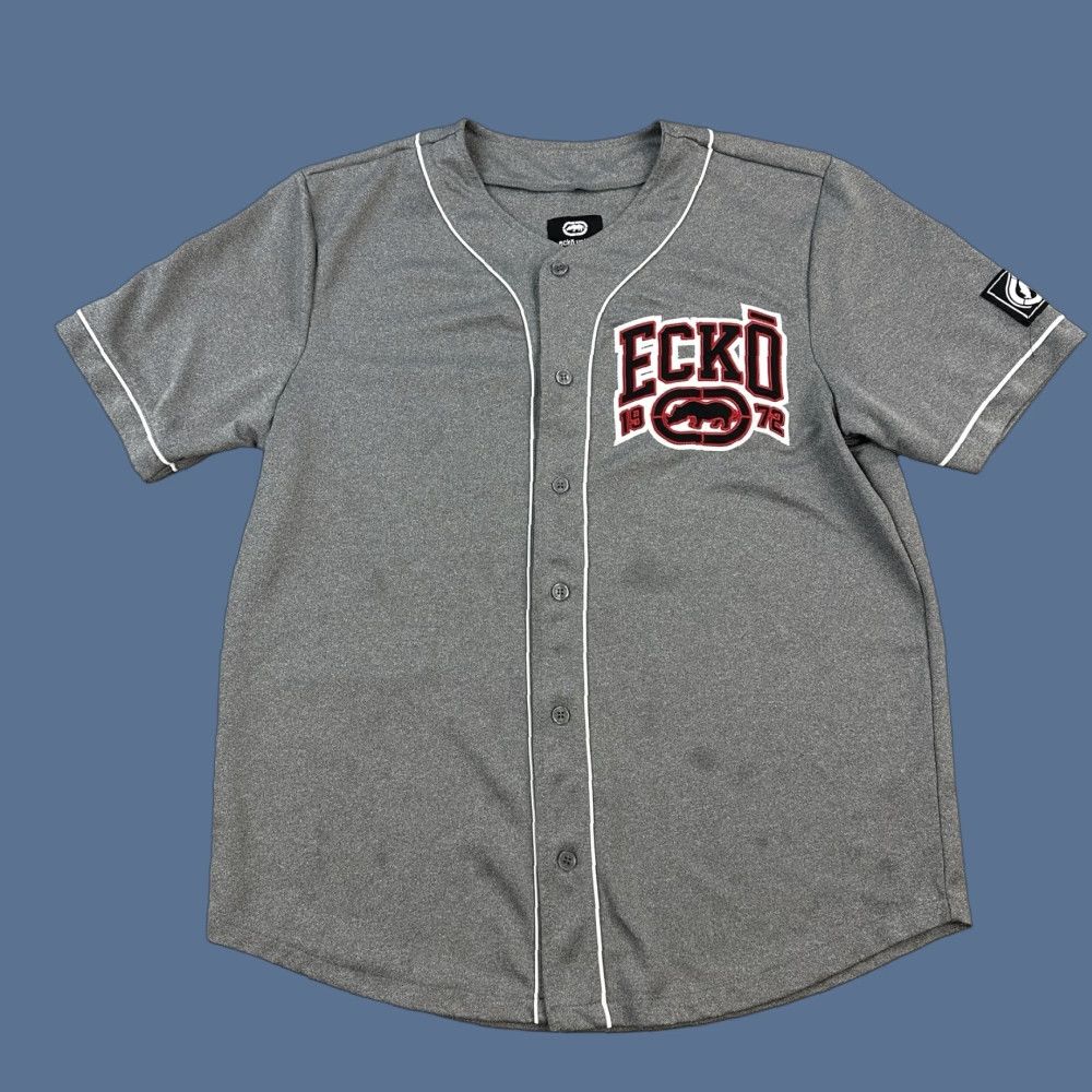 Ecko Unltd. Ecko Unltd Baseball Jersey Mens Large Gray Button Front Hip Hop Streetwear Y2K Size US L / EU 52-54 / 3 - 1 Thumbnail
