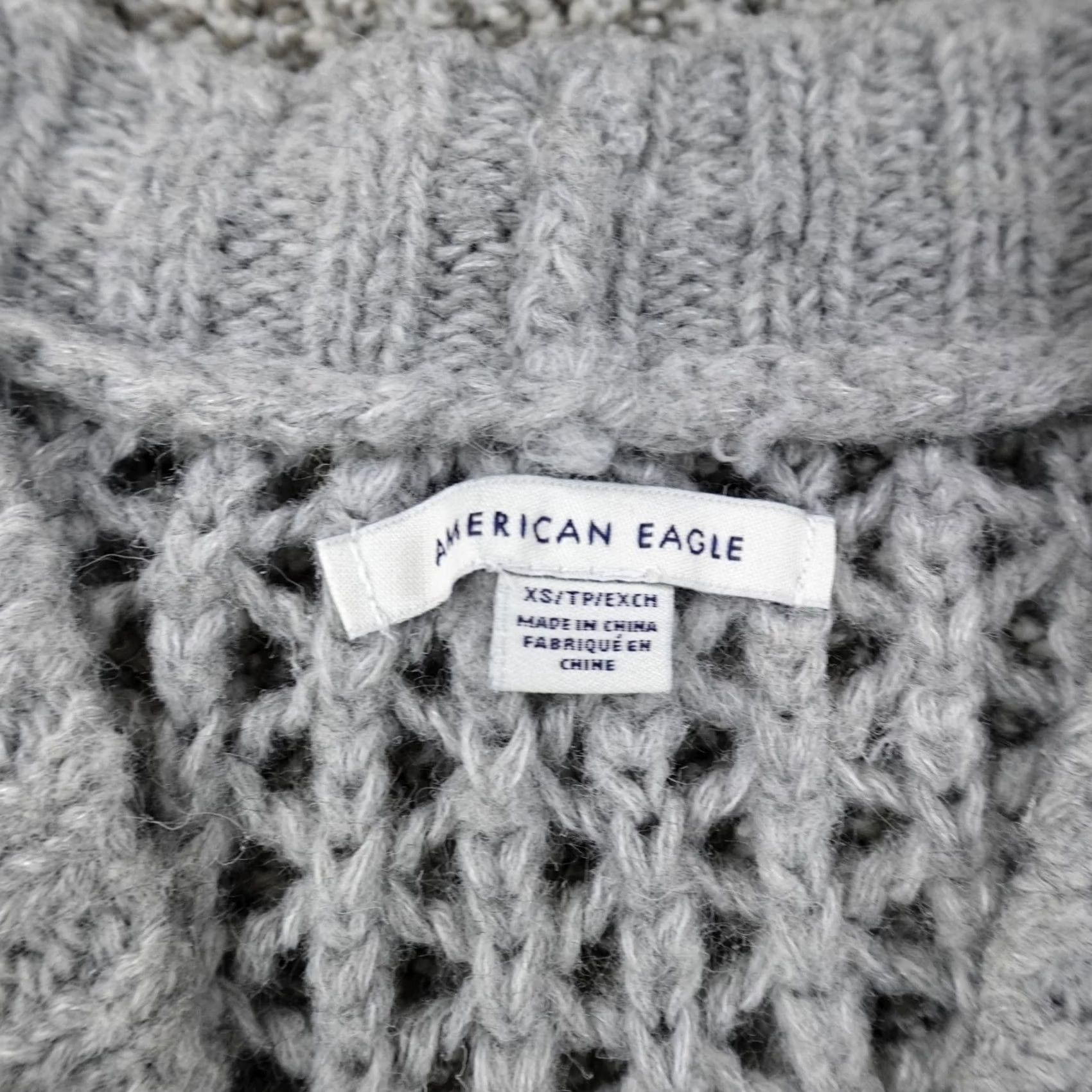 American Eagle Outfitters American Eagle Cardigan Womens XS Gray Open-Knit V-Neck Sweater Casual Preppy AE Size XS / US 0-2 / IT 36-38 - 2 Thumbnail