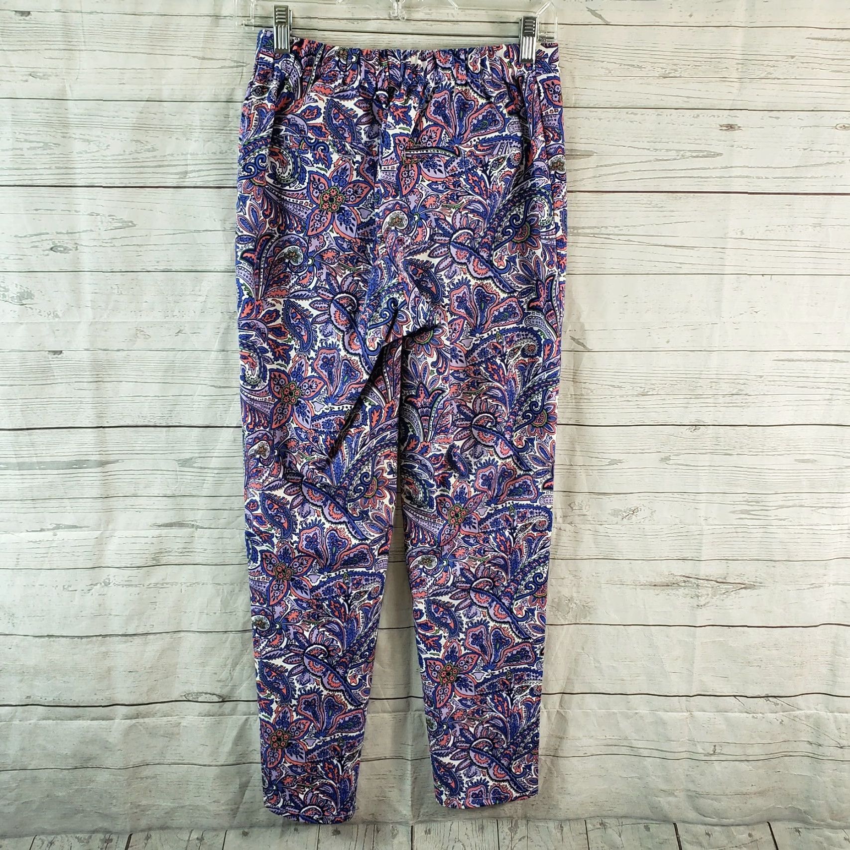 Isaac Mizrahi Isaac Mizrahi Live Womens Pull On Pants Sz 2 Blue Paisley Cotton Blend - Pants Womens Regular 2 Blue Paisley 28 in Inseam Size 26" / US 2 / IT 38 - 3 Thumbnail