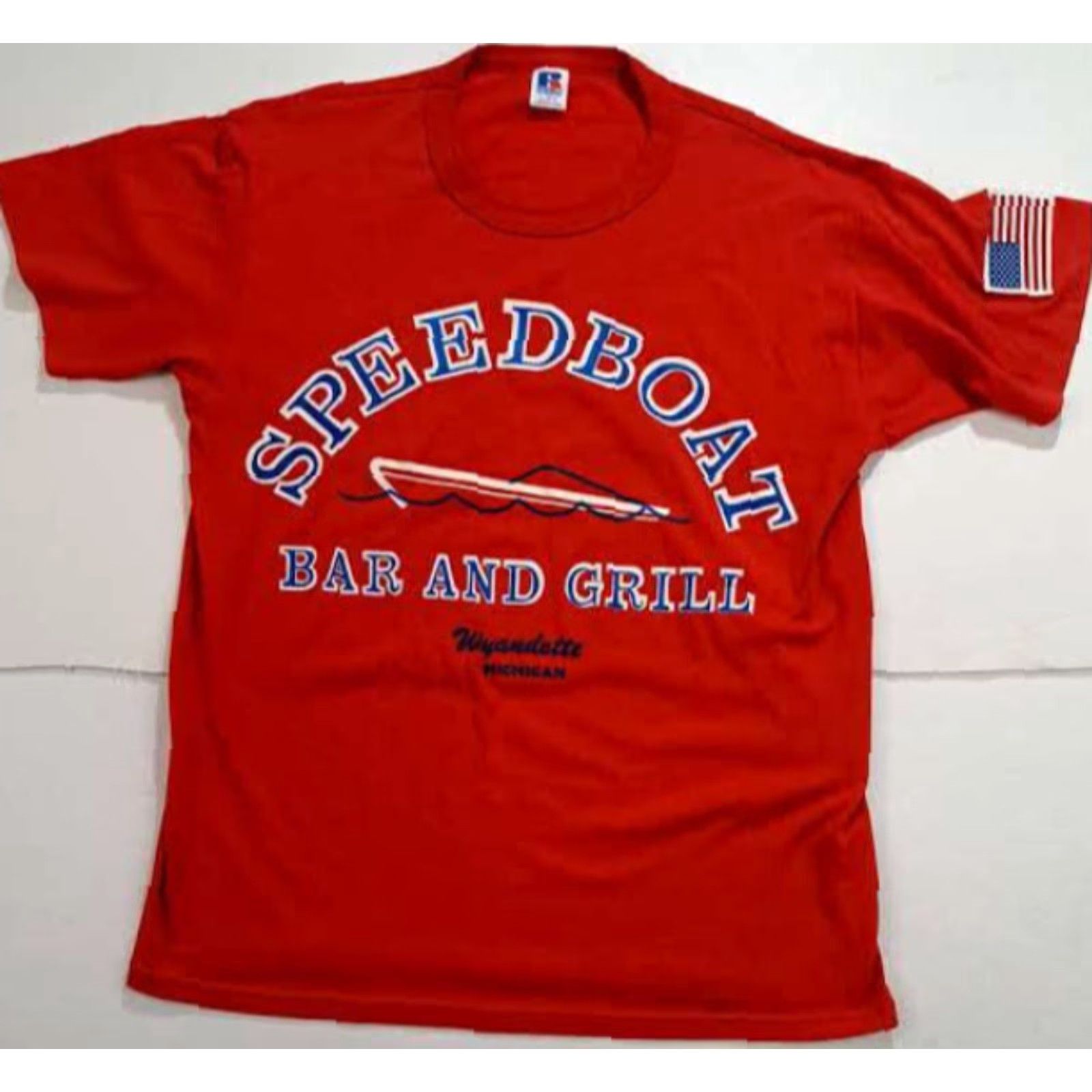 Speedo VINTAGE Speed Boat Bar and Grill Wyandotte Michigan Russell USA Made T-Shirt Large EUC Size US L / EU 52-54 / 3 - 2 Thumbnail