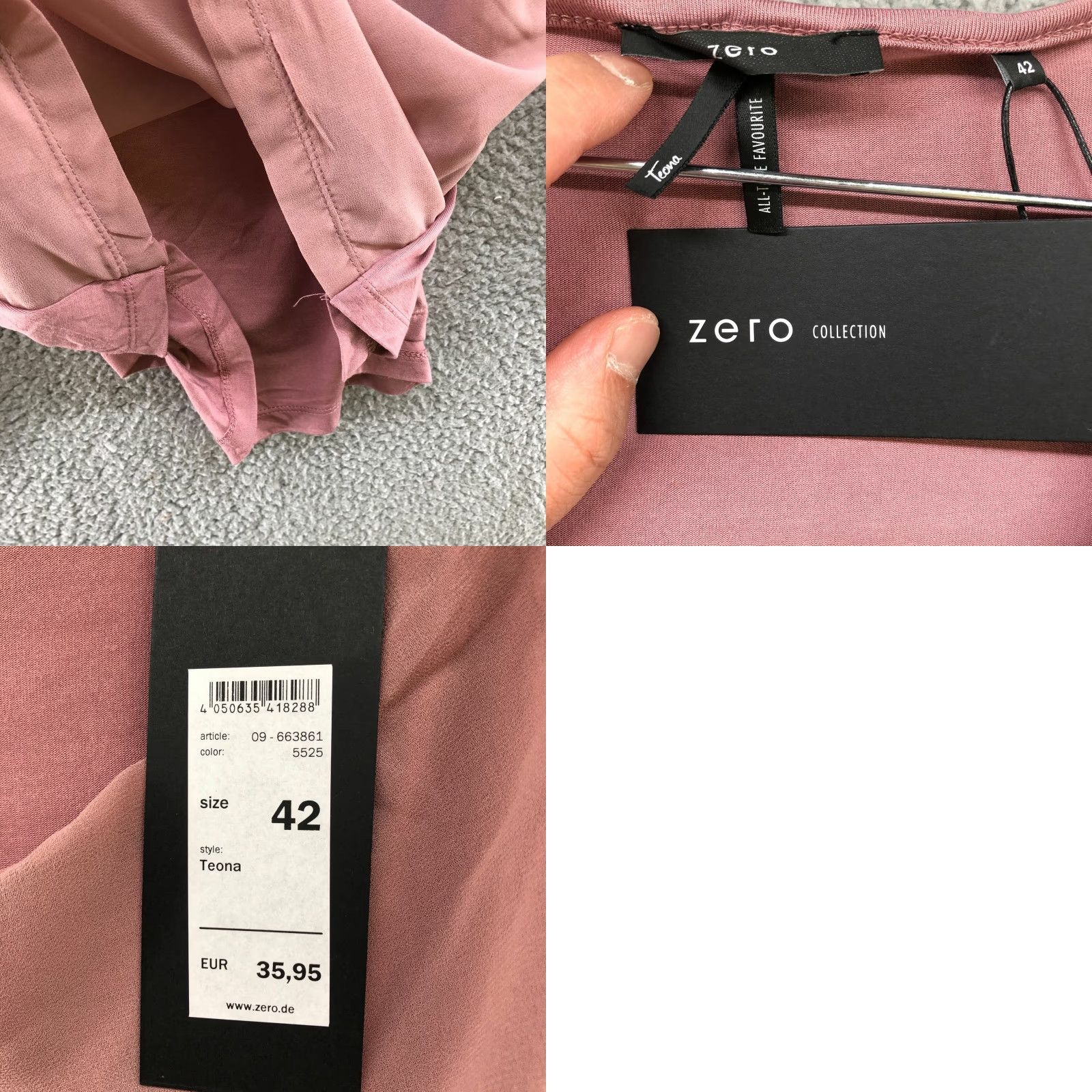 Vintage VINTAGE NWT Zero Blouse Jersey Knit L Pink Cowl Neck Long Sleeve Ruched Chiffon Womens EU 42 (L) Drape Front Size L / US 10 / IT 46 - 8 Thumbnail