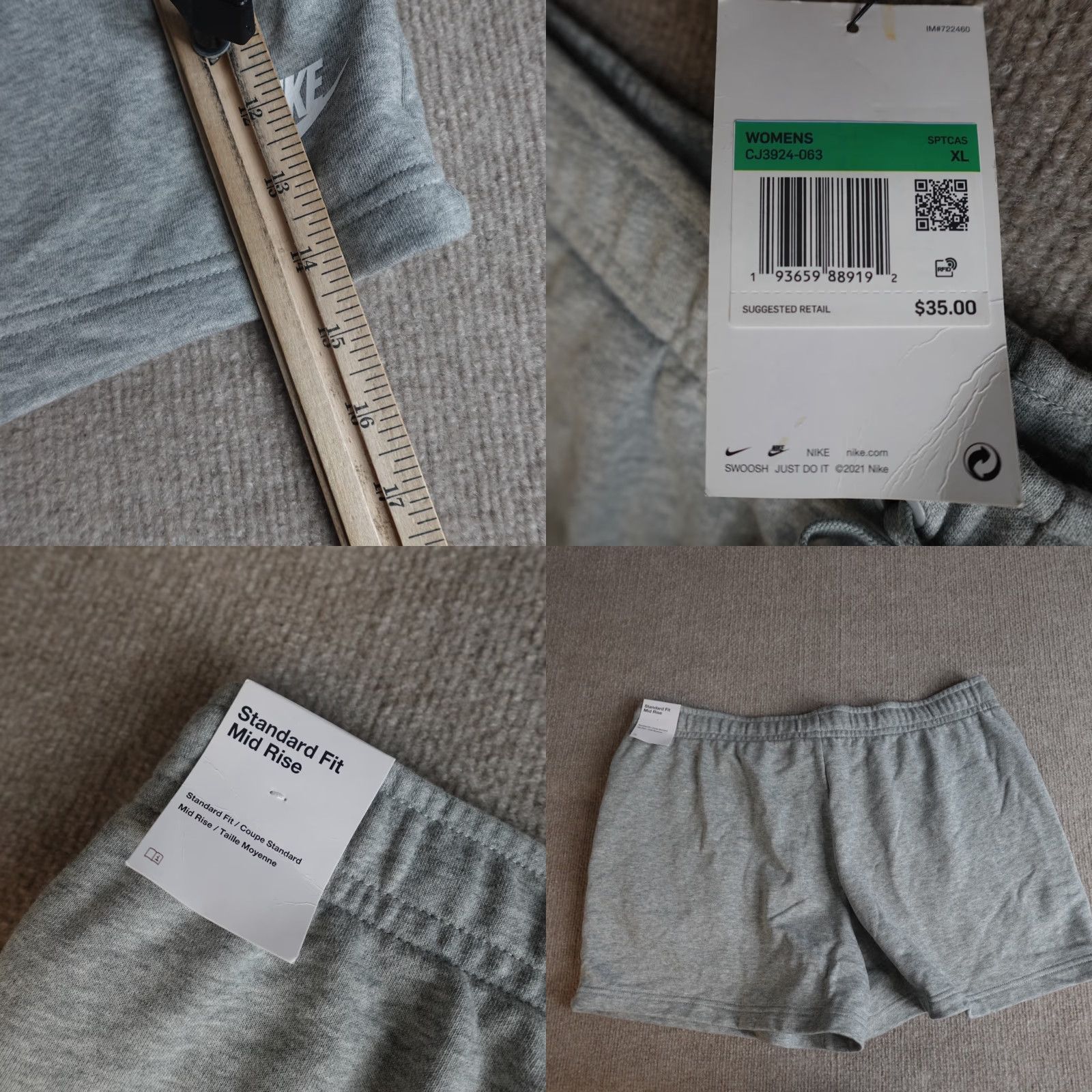 Nike Nike Womens Shorts XL Gray Air Drawstring Jersey CJ3924-063 Club Fleece NEW Size XL / US 12-14 / IT 48-50 - 8 Thumbnail