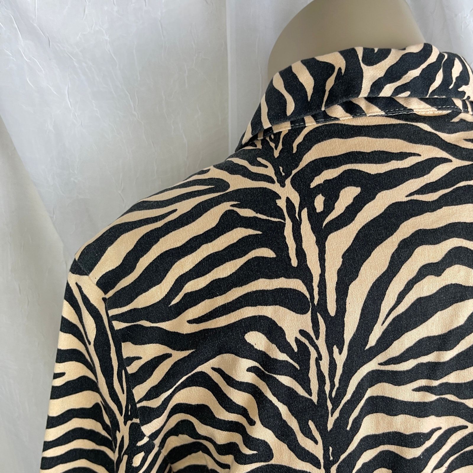 Vintage VTG Allison Taylor Tan Black Cropped Jacket Zebra Tiger XS/S Size XS / US 0-2 / IT 36-38 - 9 Thumbnail