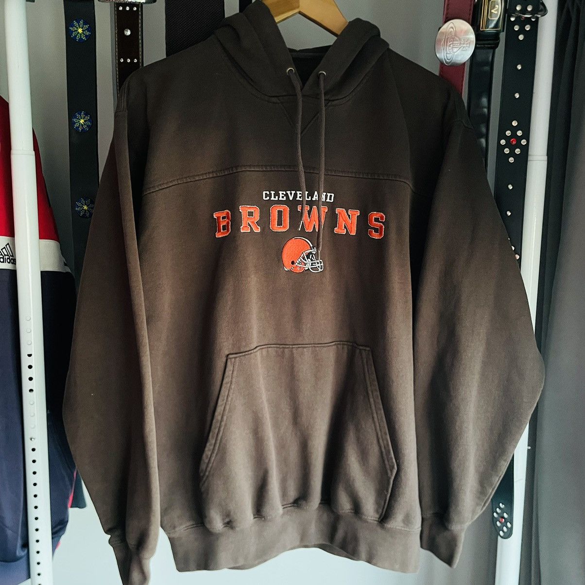 image of Avant Garde x Vintage 90’S Cleveland Browns Embroidered Hoodie in Chocolate, Men's (Size Medium)