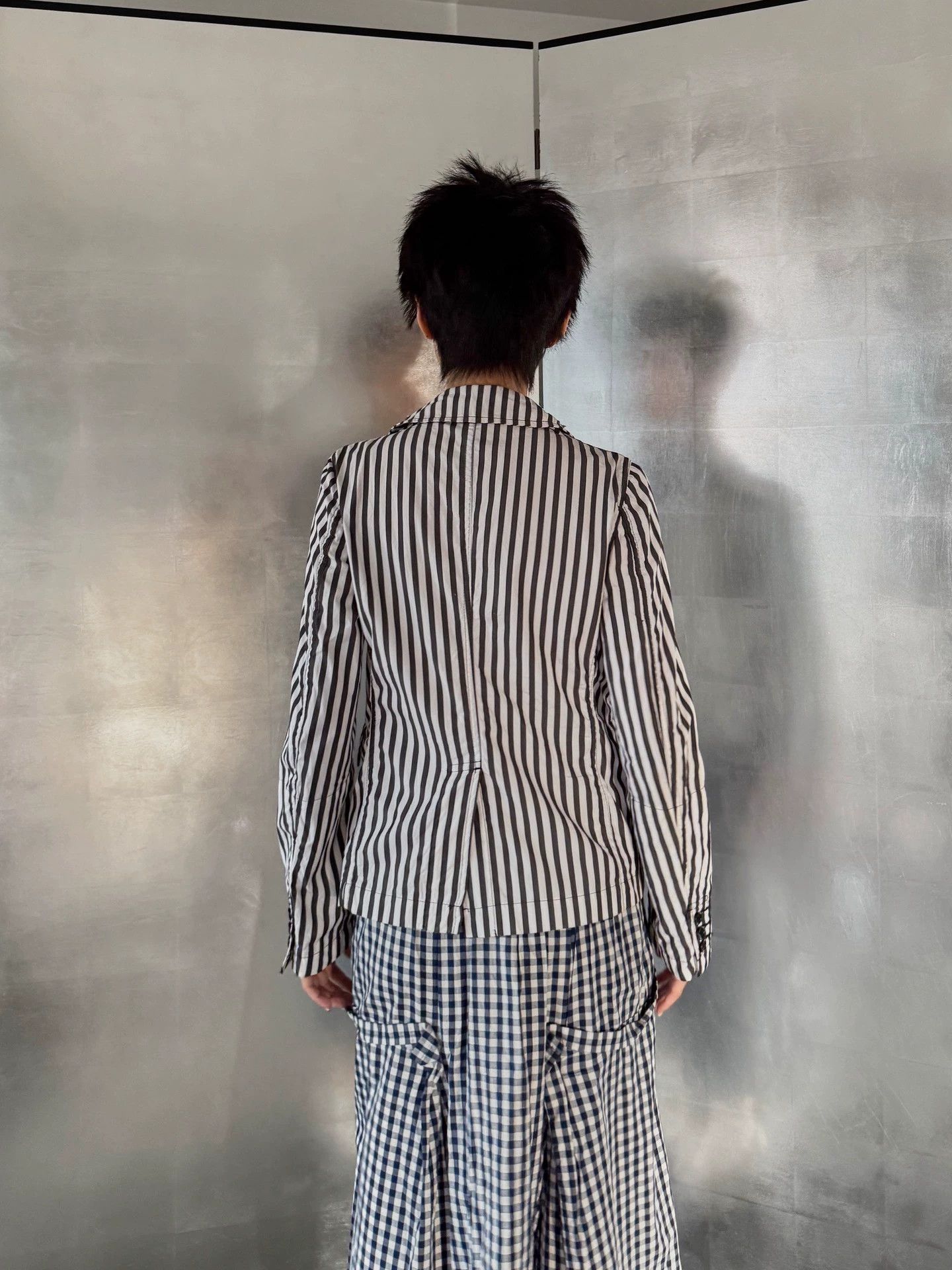 Comme des Garcons CDG AD2013 Black Layered Striped Waist-Cinched Blazer XS Size XS / US 0-2 / IT 36-38 - 8 Thumbnail