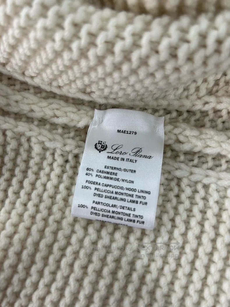 Loro Piana Loro Piana Cream White Lamb Fur Knit Jacket with Hood and Size S / US 4 / IT 40 - 8 Thumbnail