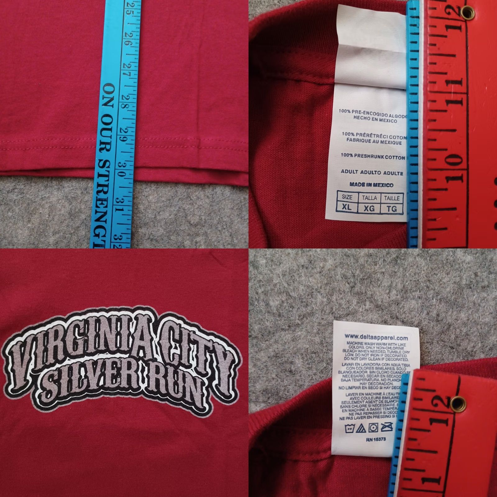 Delta Virginia City Silver Run Shirt Mens XL Red Burgundy Skull Logo Short Sleeve 2012 Delta Cotton Crew Neck T-Shirt Men's Classics Vegabonds? Size US XL / EU 56 / 4 - 8 Thumbnail